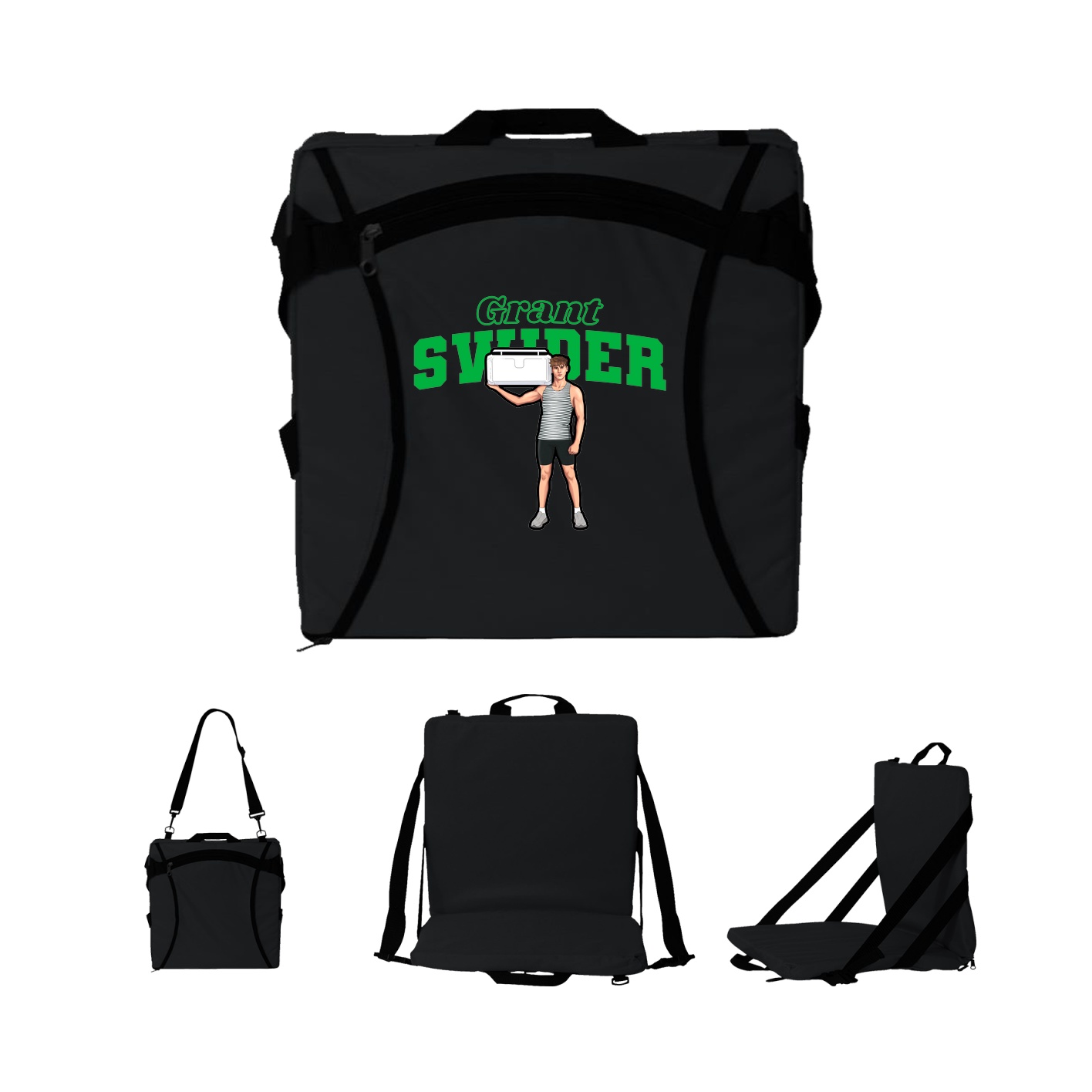 Folding Stadium Seat — Name Arch in Black