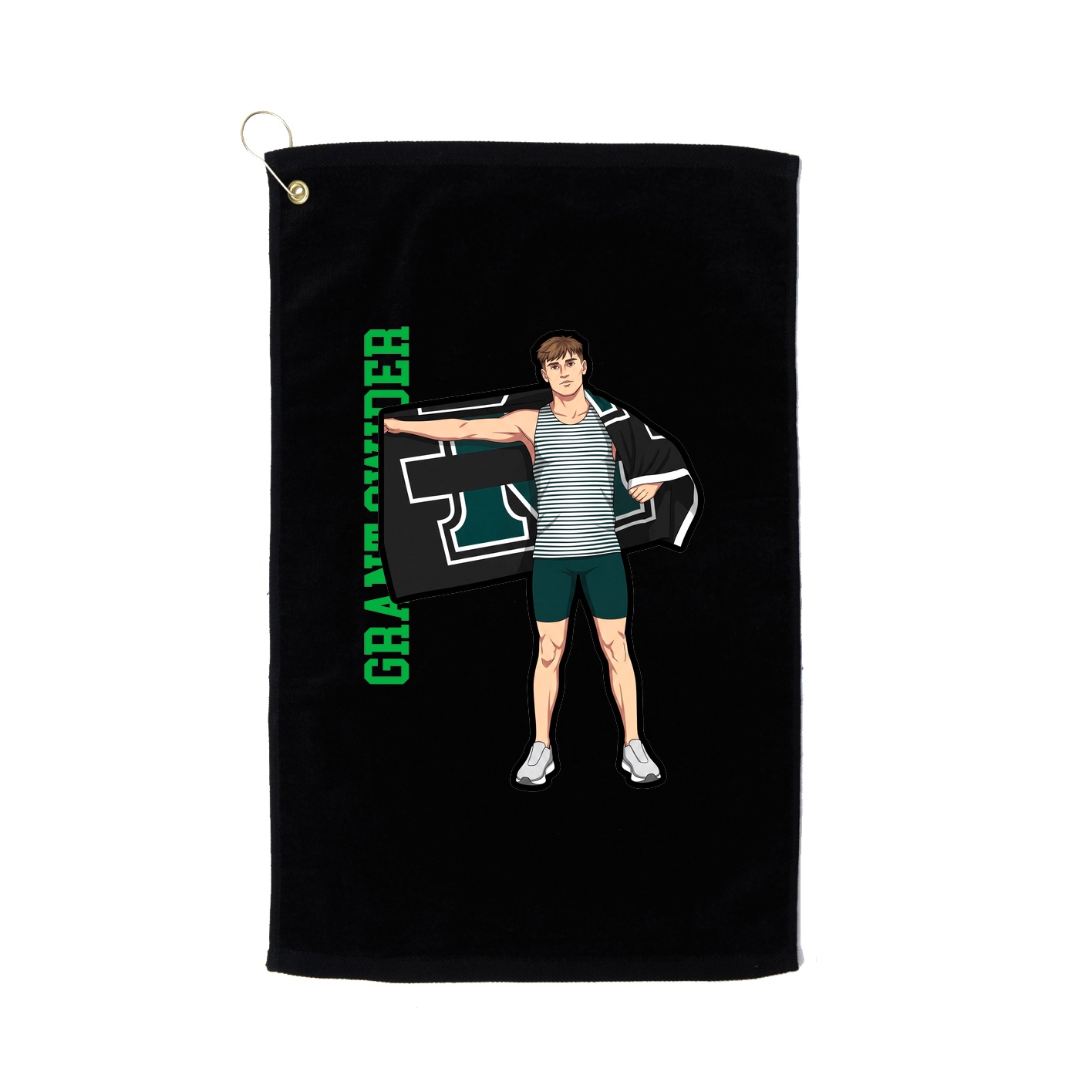 Golf Towel — Name Vertical in Black