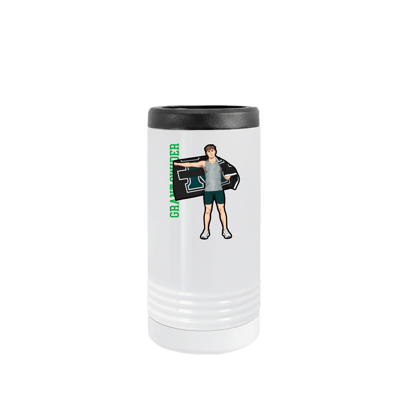 Slim Beverage Holder — Name Vertical in White
