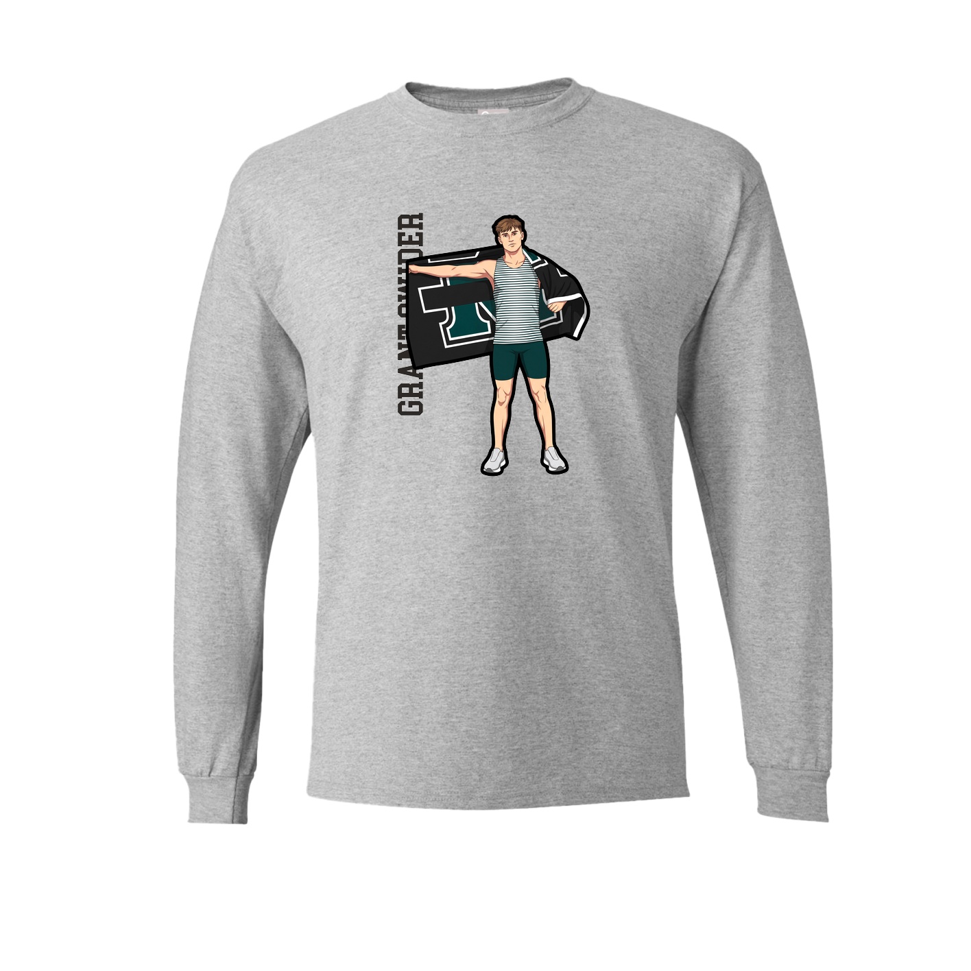Long Sleeve Tee — Name Vertical in Grey