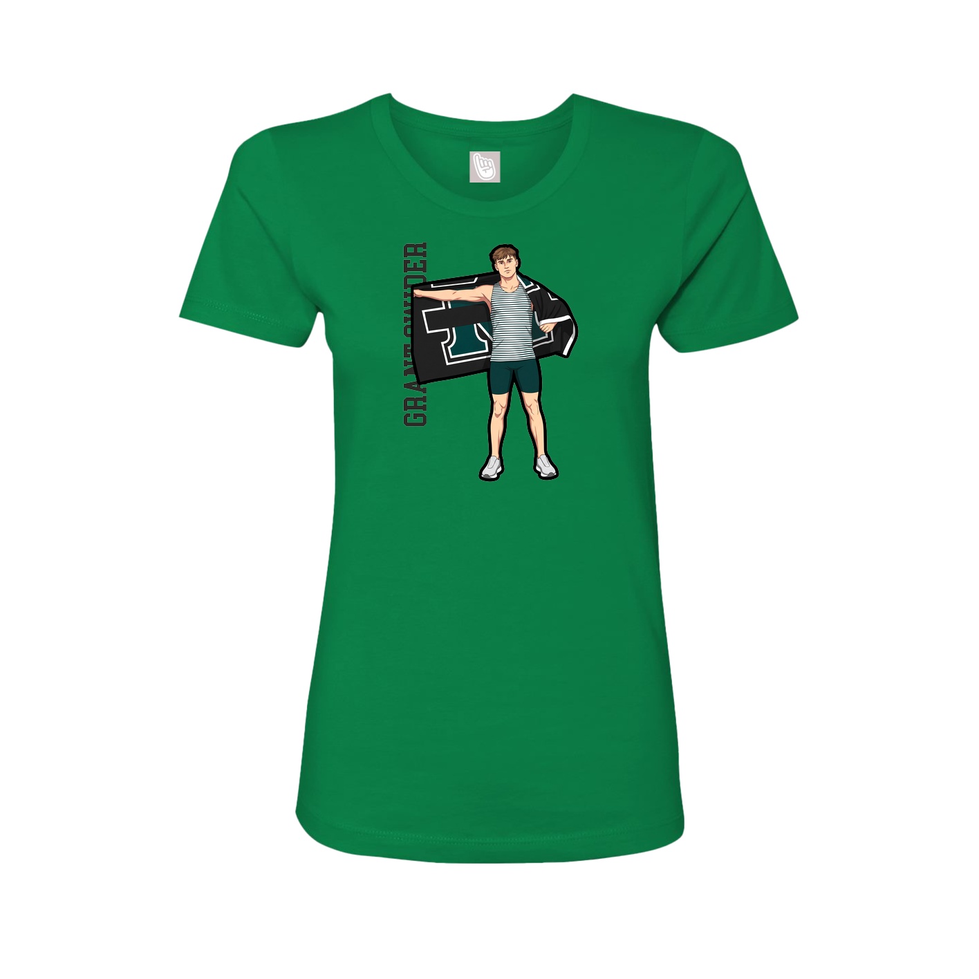 Fitted Women's Tee — Name Vertical in Green