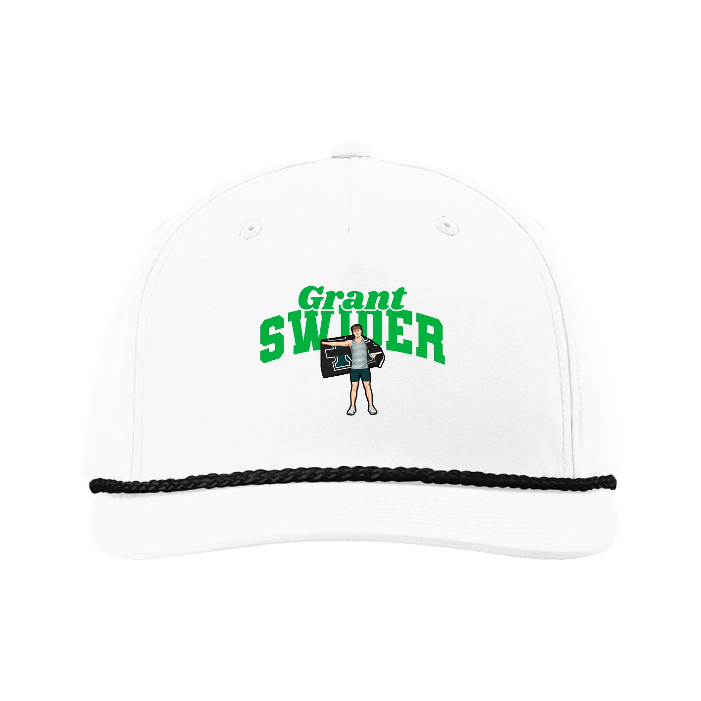 Five-Panel Classic Rope Cap — Signature Arch in White