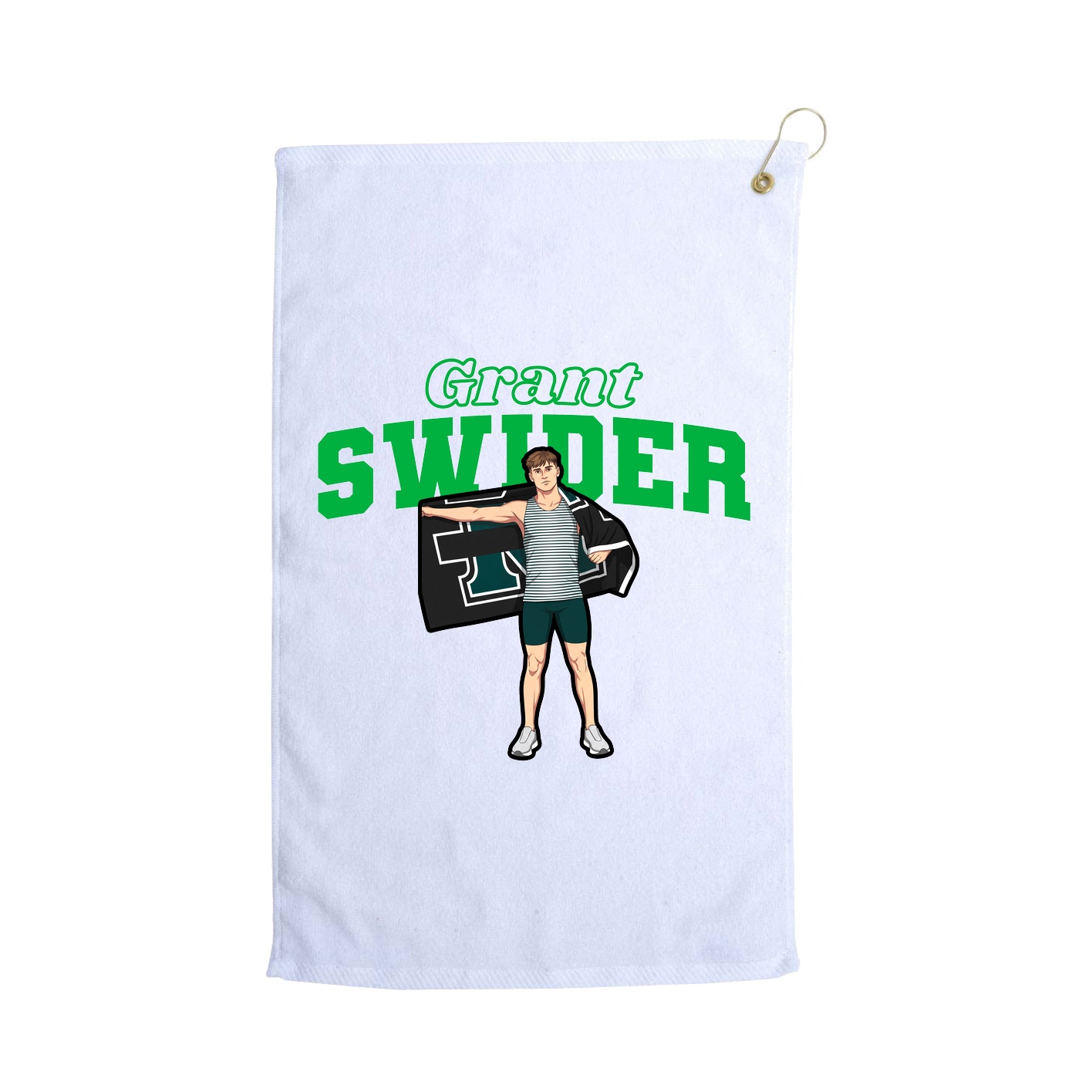 Golf Towel — Name Arch in White