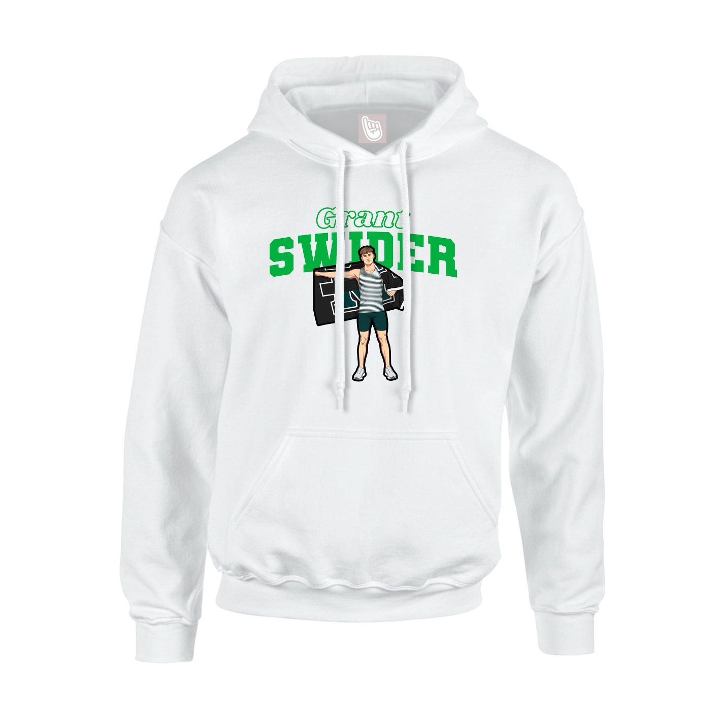 Youth Hoodie — Name Arch in White