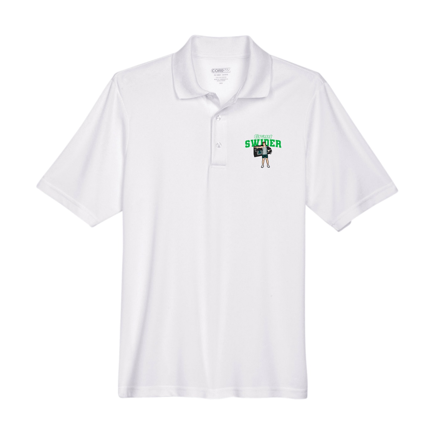 Performance Polo — Name Arch in White