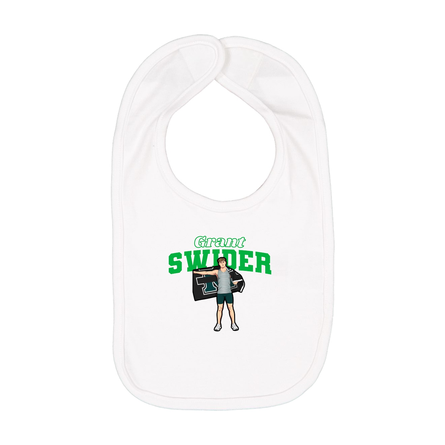Infant Bib — Name Arch in White
