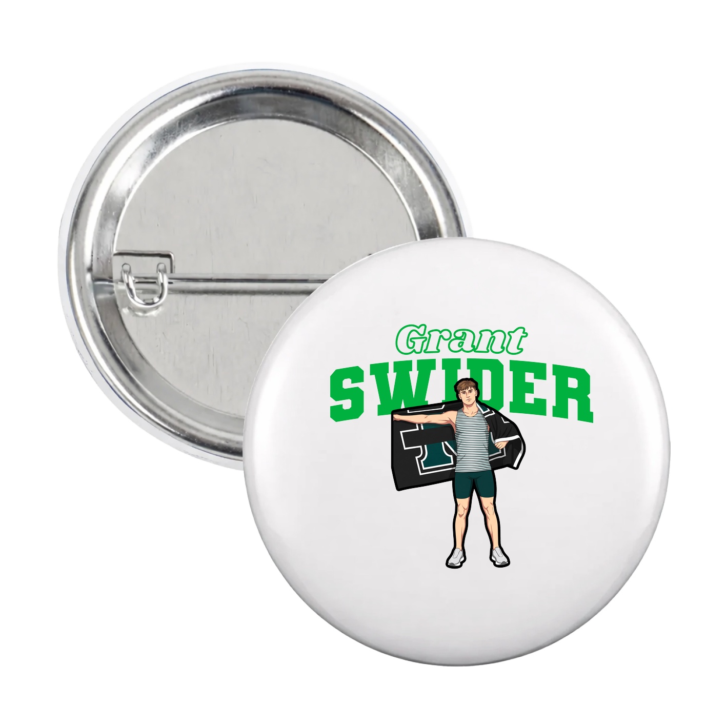 Game Day Button — Name Arch in White
