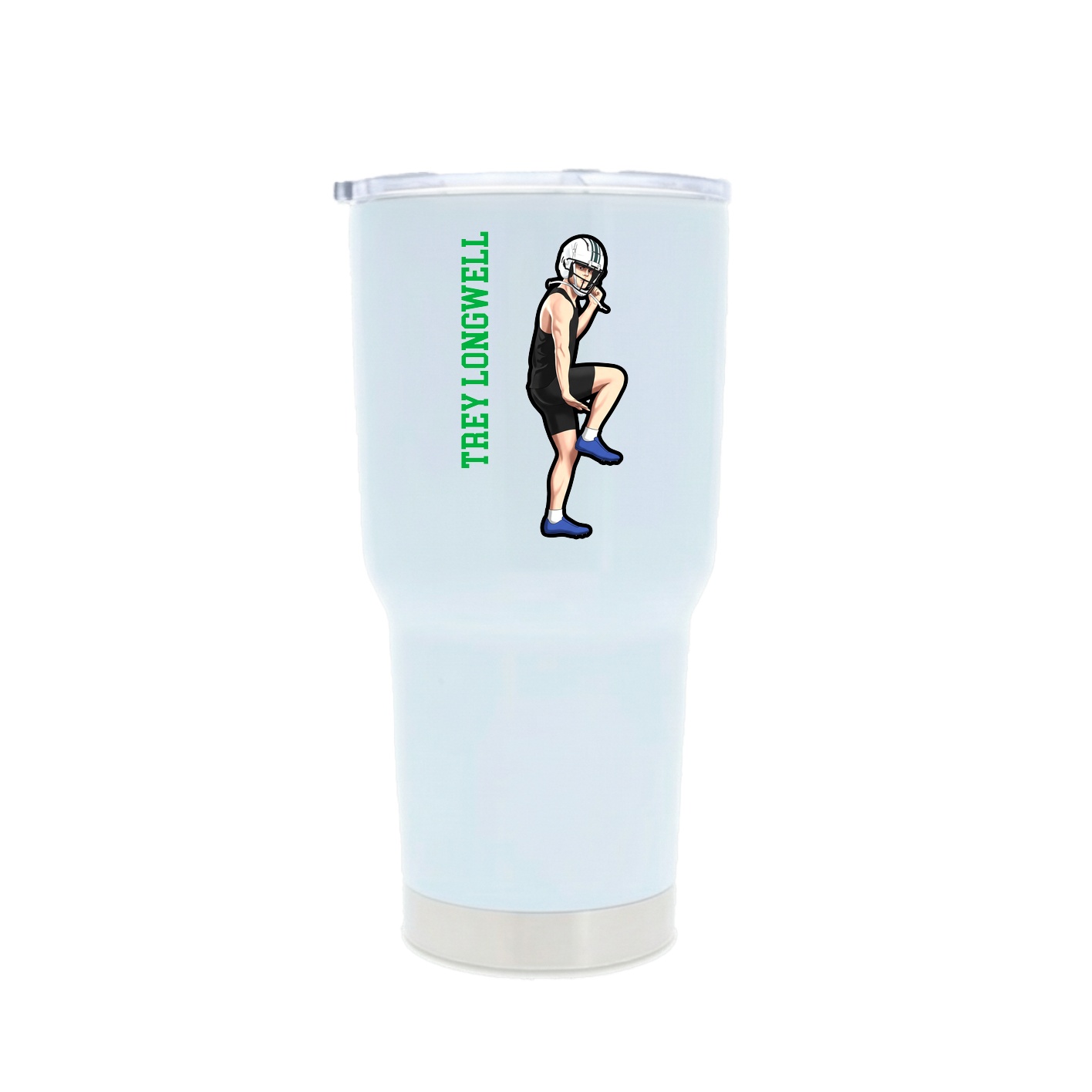30oz Stainless Steel Tumbler — Name Vertical in White