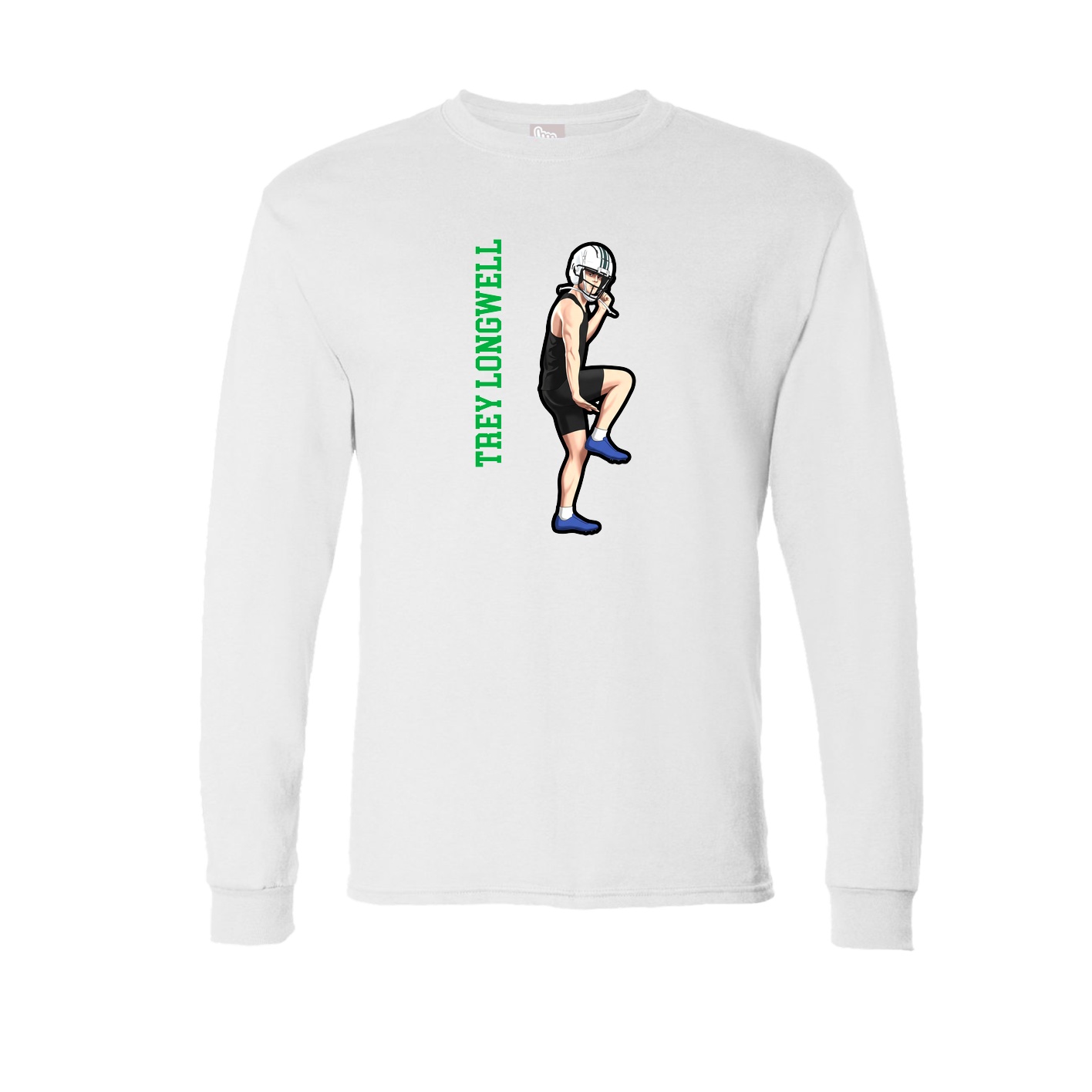 Long Sleeve Tee — Name Vertical in White