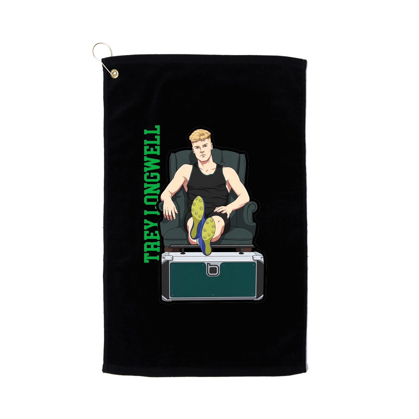 Golf Towel — Name Vertical in Black