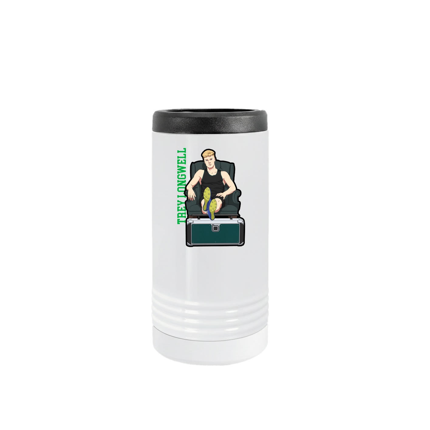 Slim Beverage Holder — Name Vertical in White