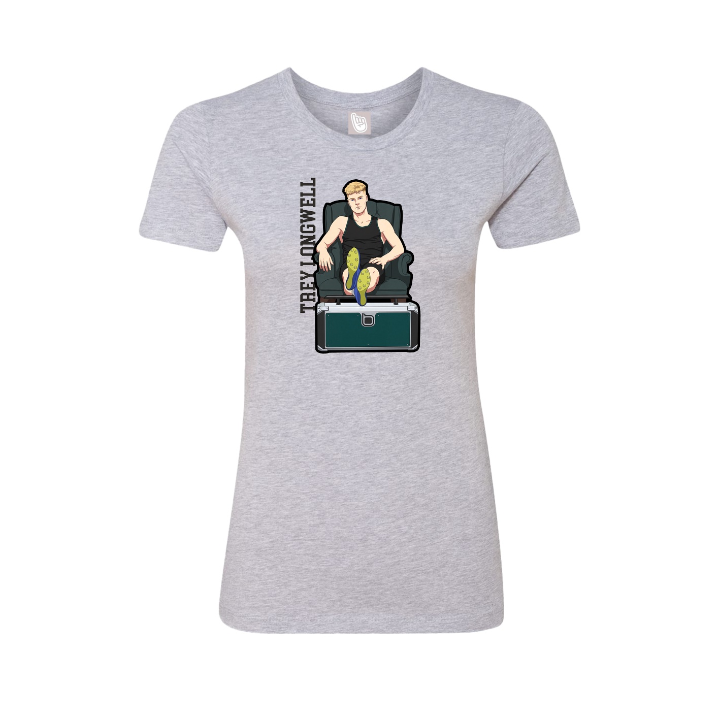 Fitted Women's Tee — Name Vertical in Grey