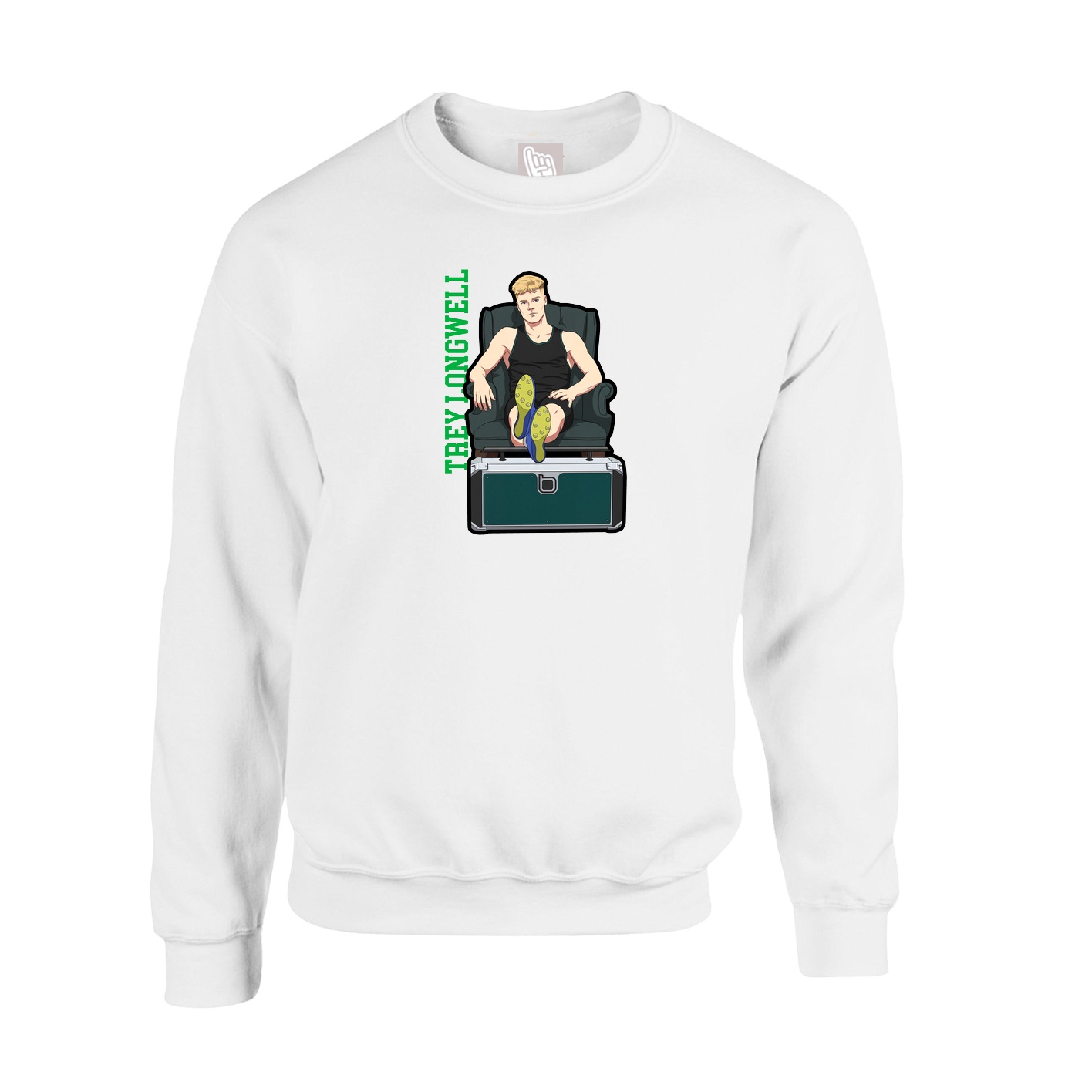 Fleece Crew — Name Vertical in White