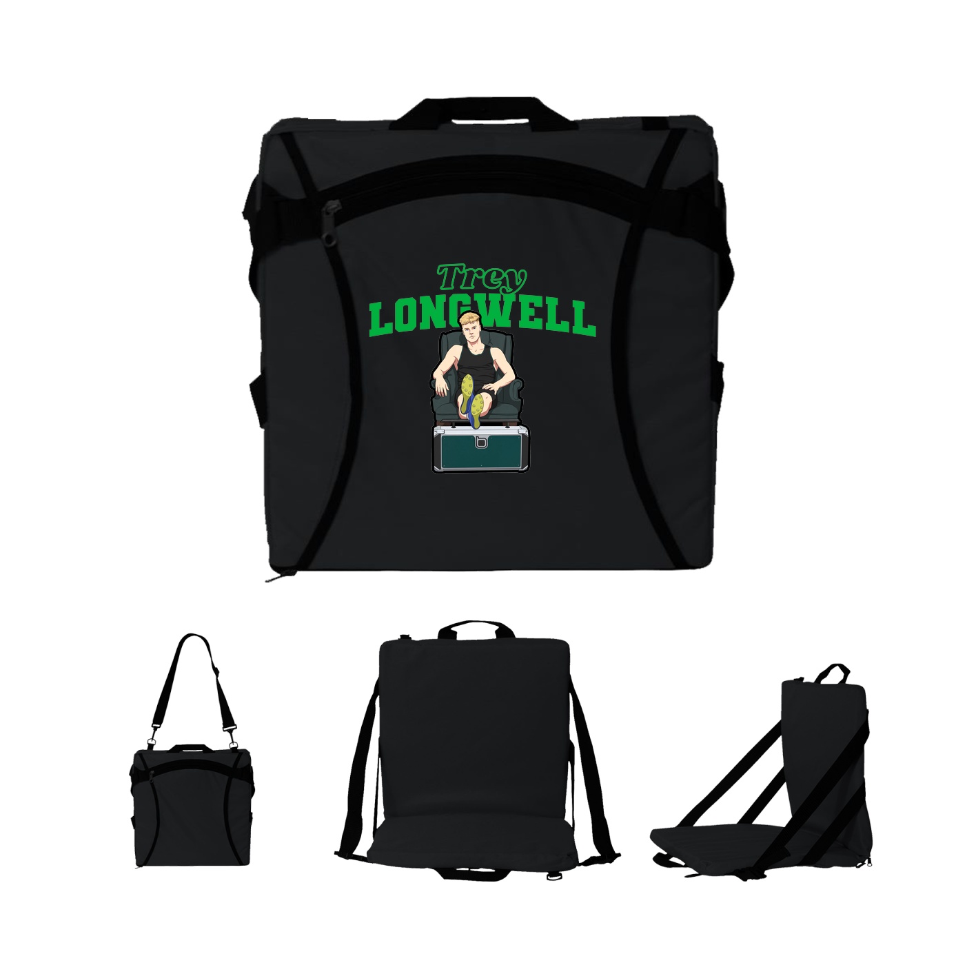 Folding Stadium Seat — Name Arch in Black