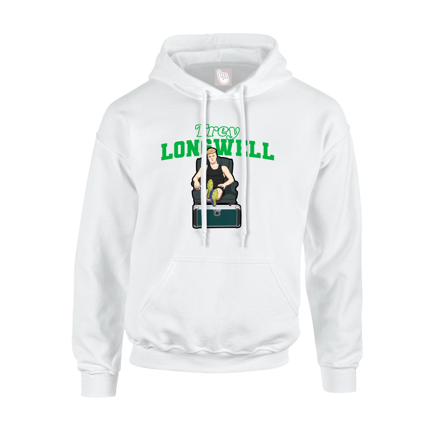 Youth Hoodie — Name Arch in White
