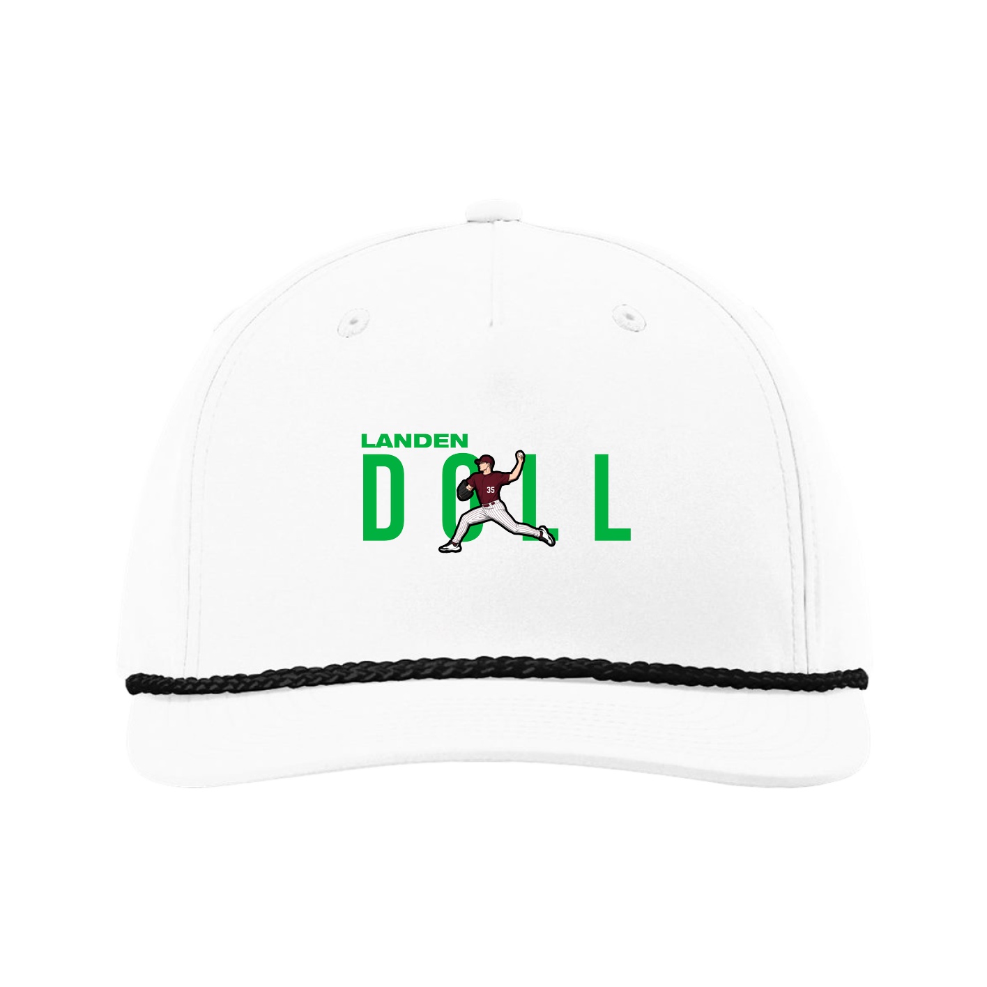 Five-Panel Classic Rope Cap — Player Name in White