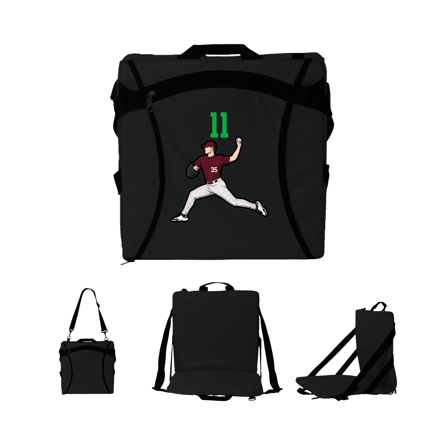 Folding Stadium Seat — Number Top in Black