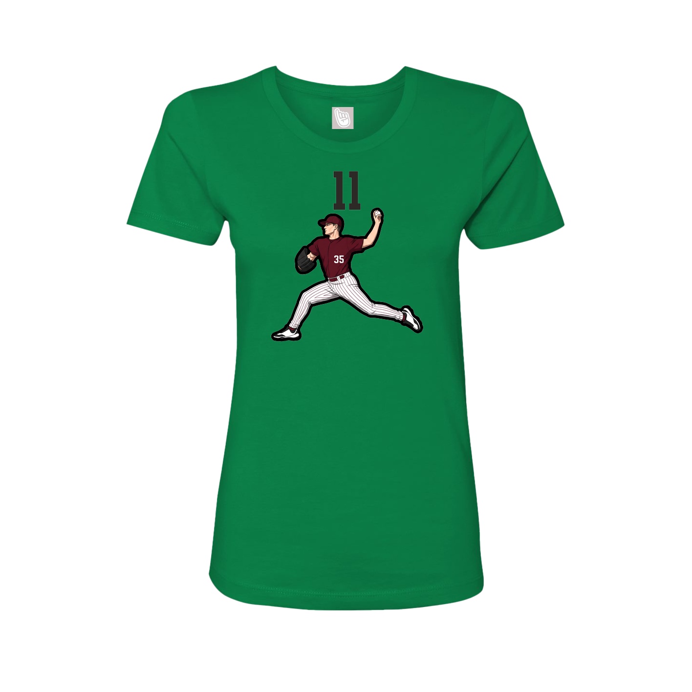 Fitted Women's Tee — Number Top in Green