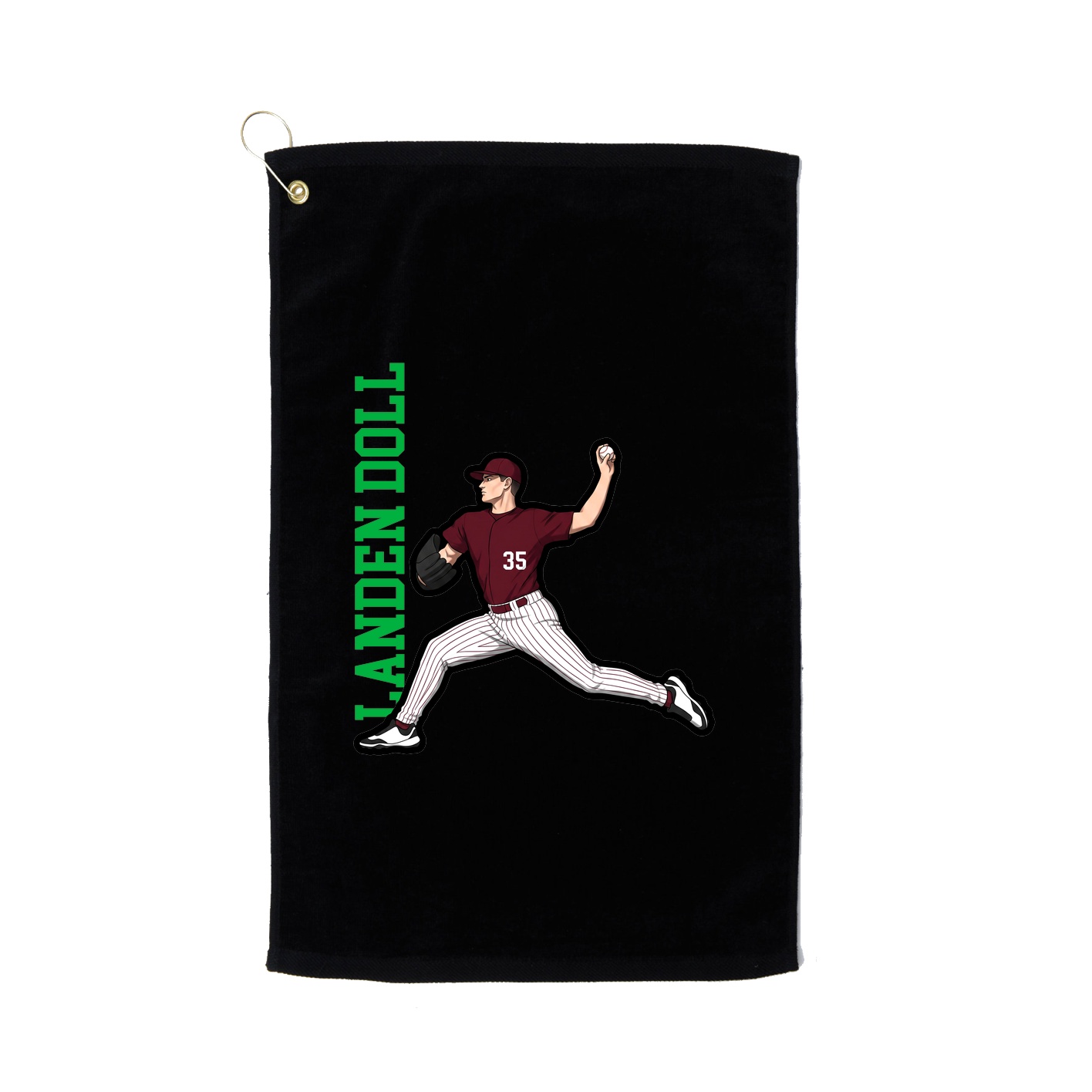 Golf Towel — Name Vertical in Black