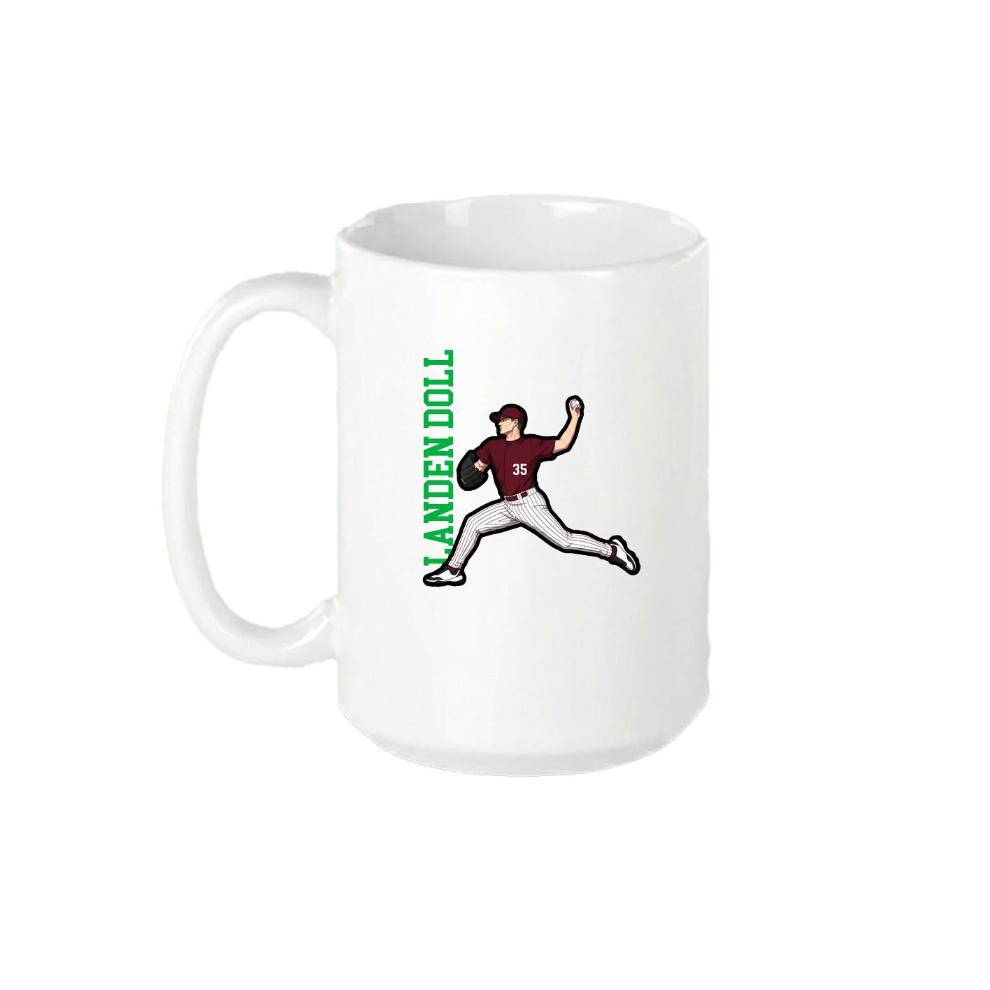 15oz Coffee Mug — Name Vertical in White