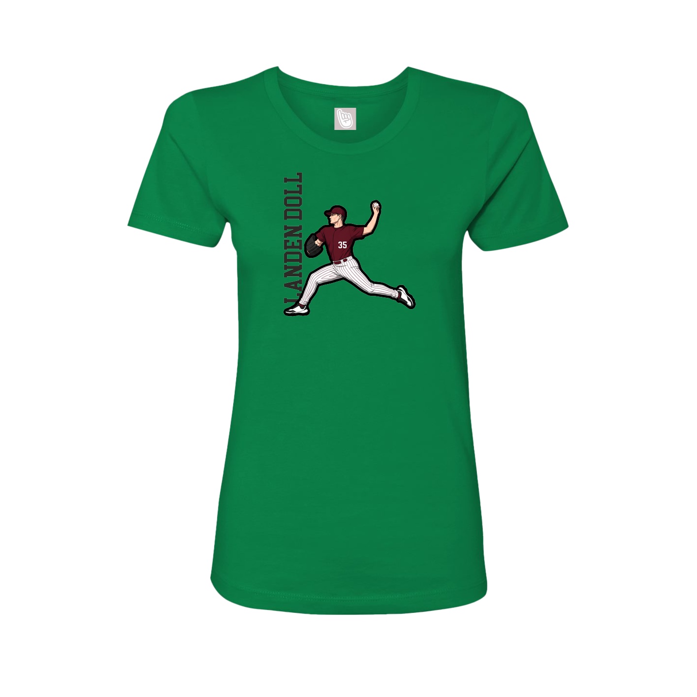 Fitted Women's Tee — Name Vertical in Green