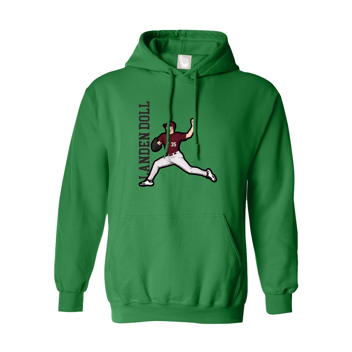 Youth Hoodie — Name Vertical in Green