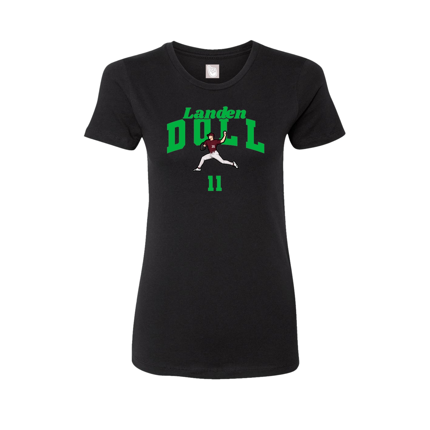 Fitted Women's Tee — Signature Arch in Black