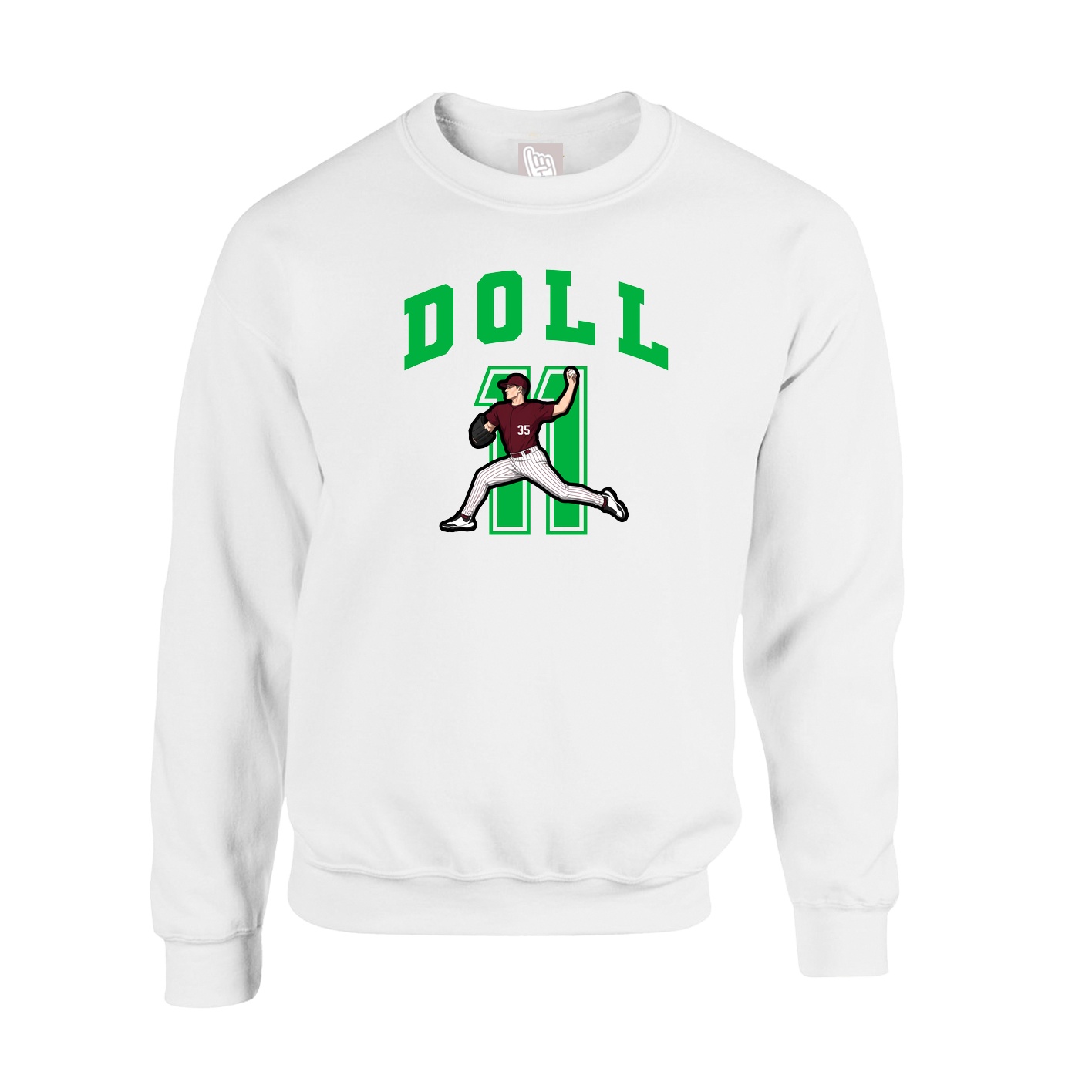 Fleece Crew — Number in White