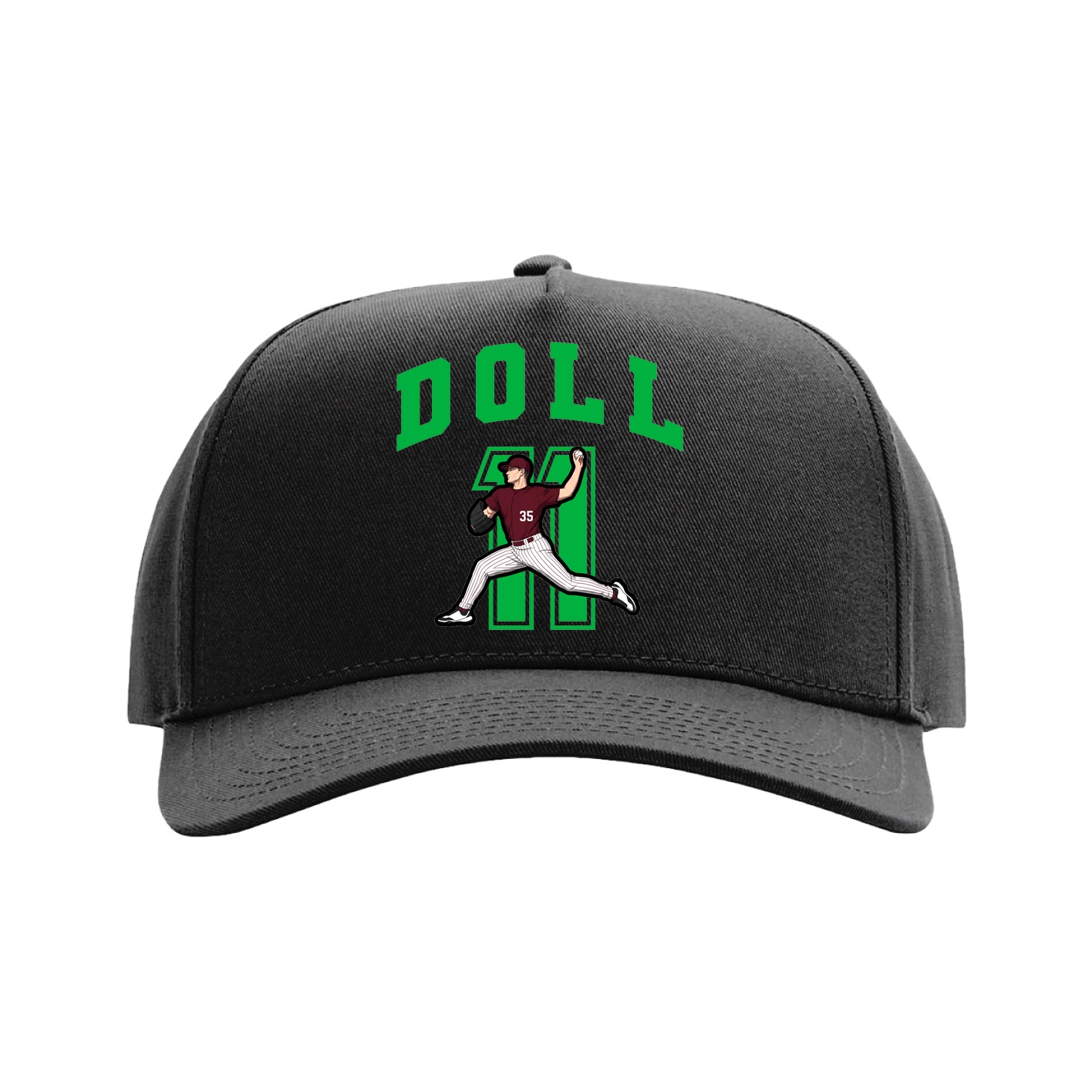 Full Fabric Five-Panel Champ Cap — Number in Black