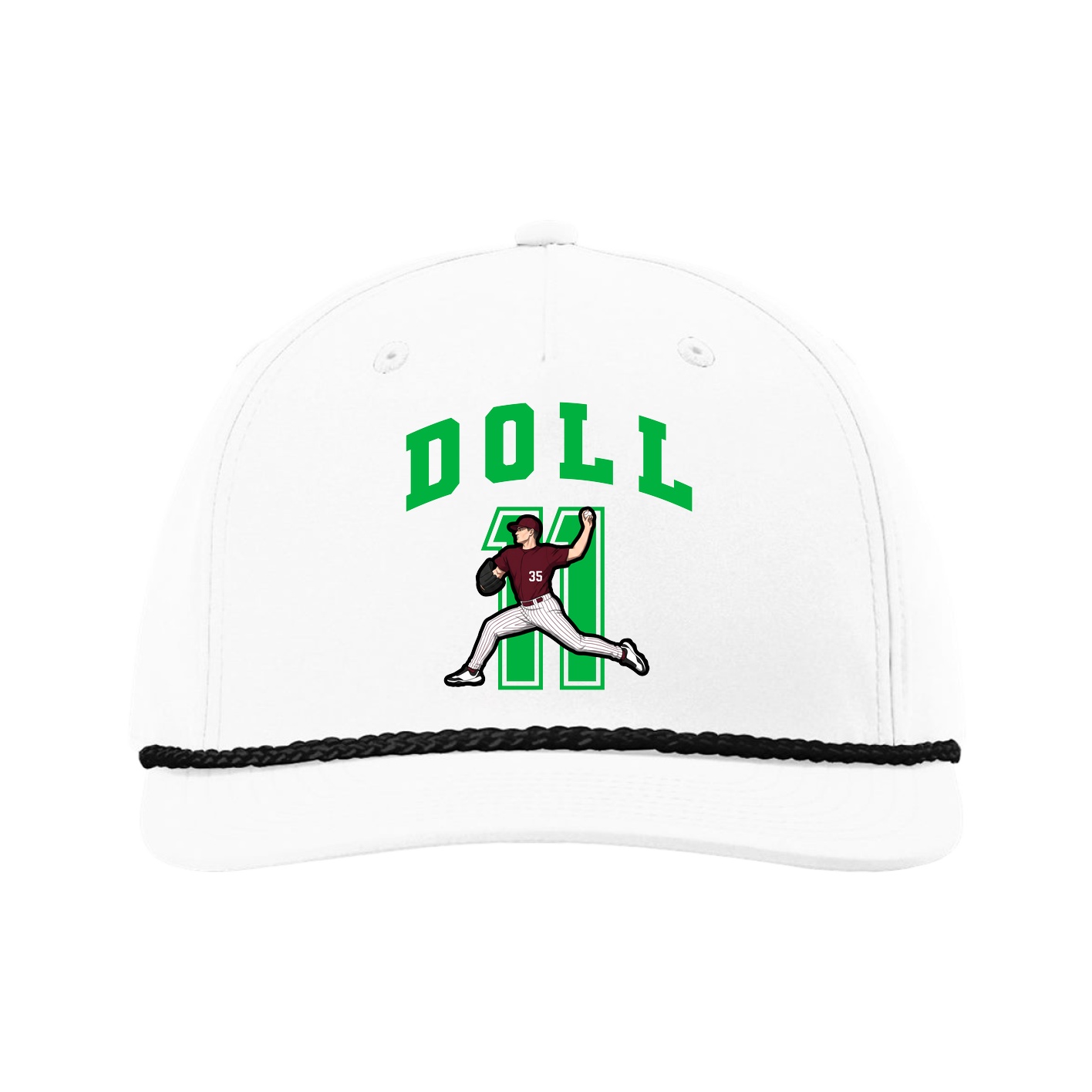 Five-Panel Classic Rope Cap — Number in White
