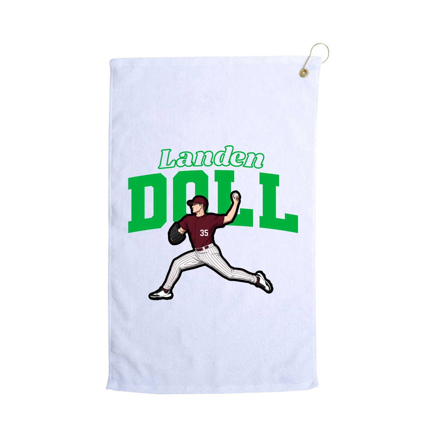 Golf Towel — Name Arch in White