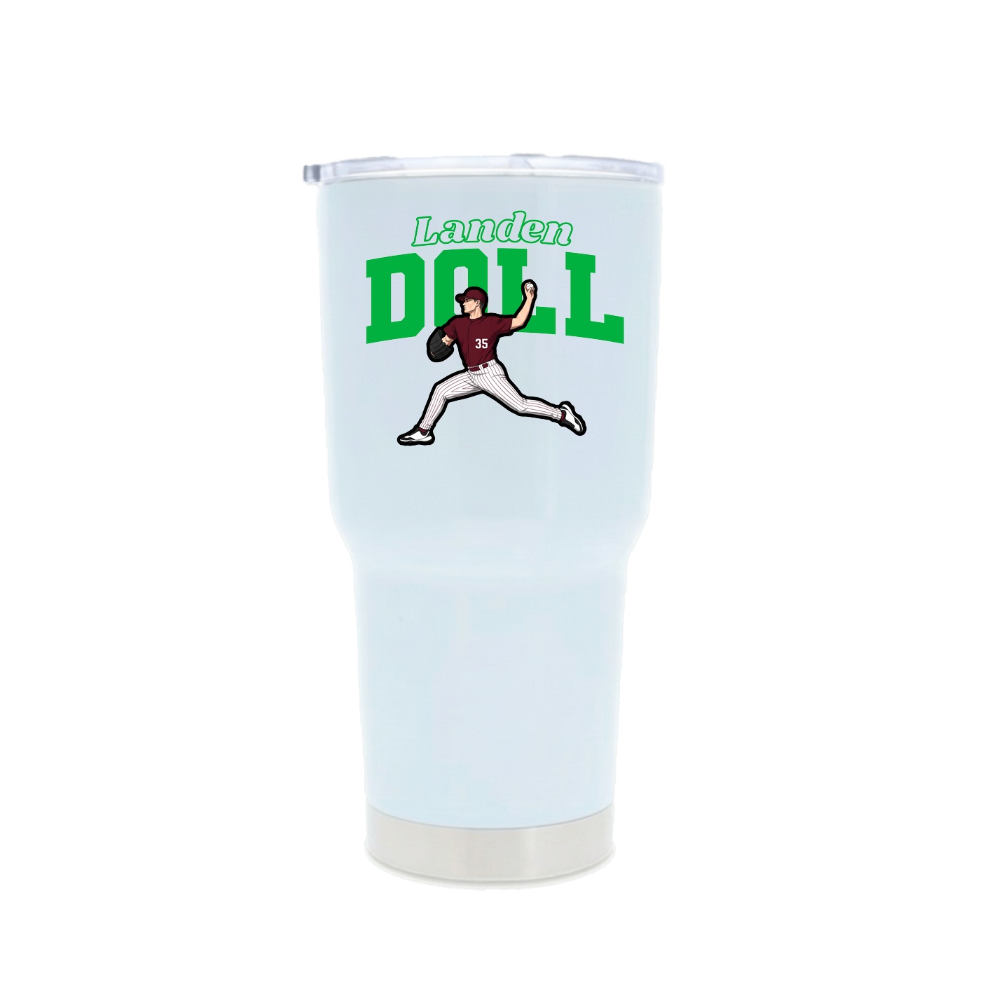 30oz Stainless Steel Tumbler — Name Arch in White