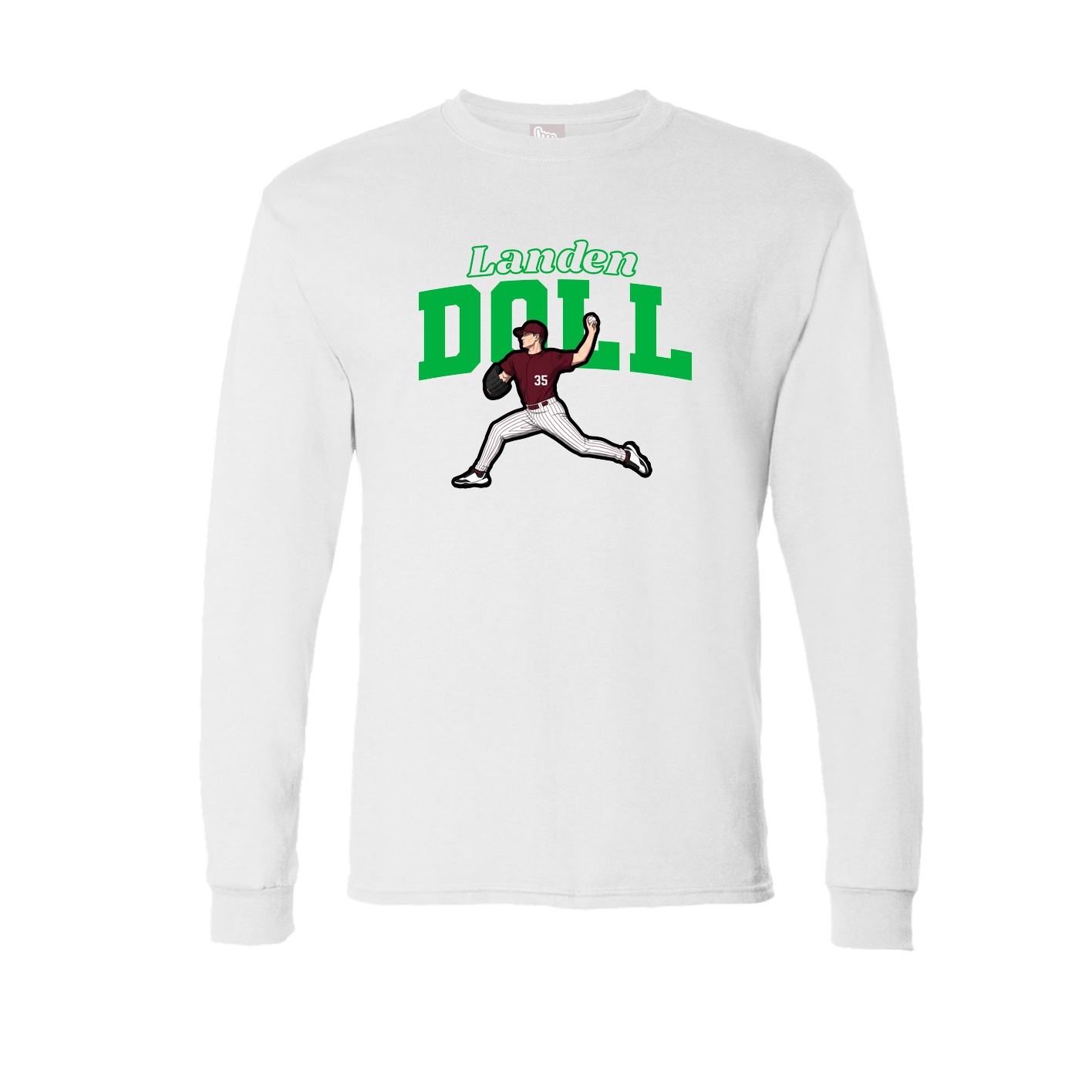 Long Sleeve Tee — Name Arch in White