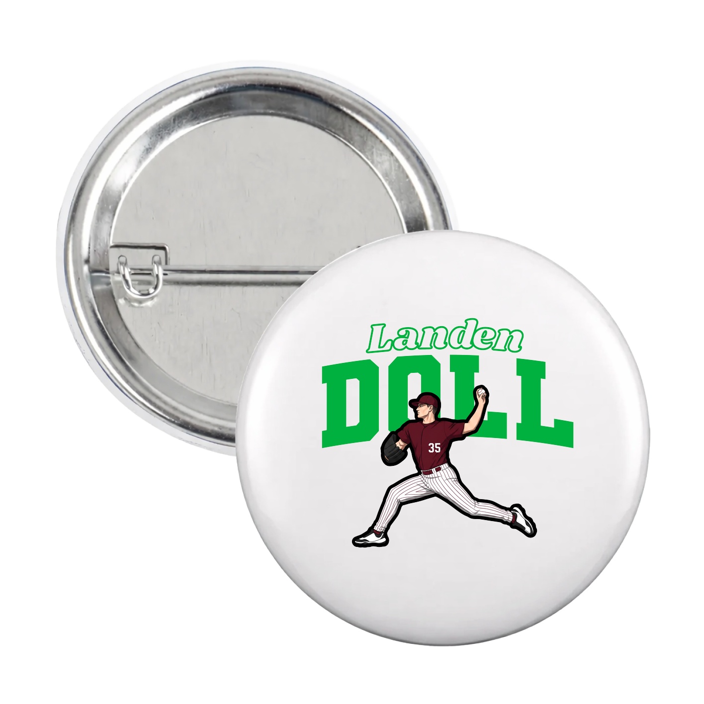 Game Day Button — Name Arch in White