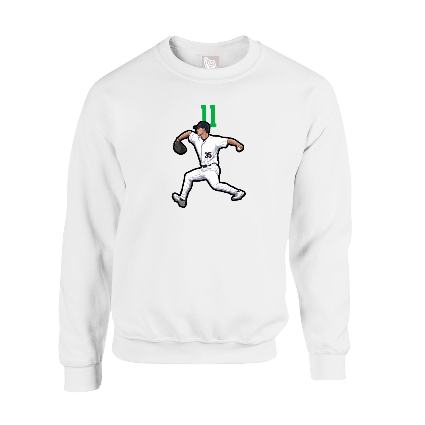 Fleece Crew — Number Top in White