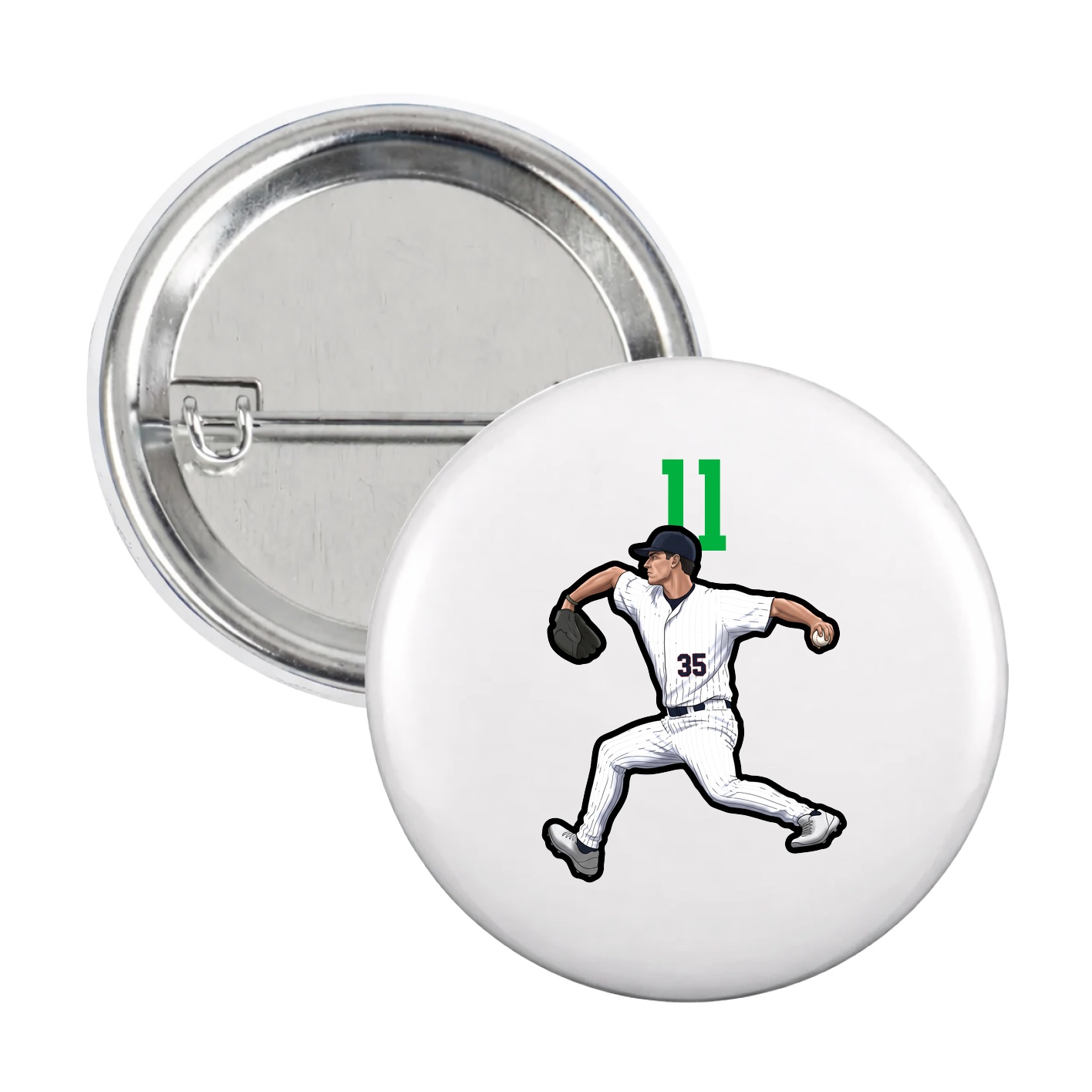 Game Day Button — Number Top in White