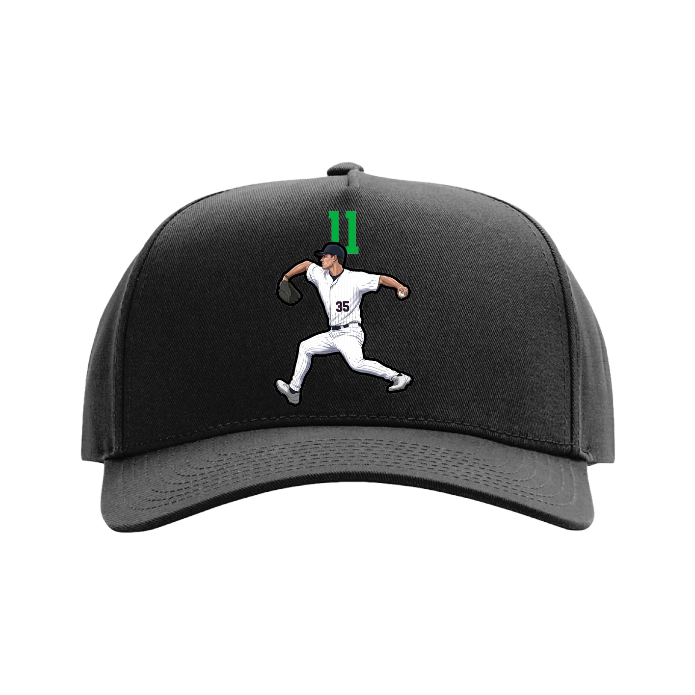 Full Fabric Five-Panel Champ Cap — Number Top in Black