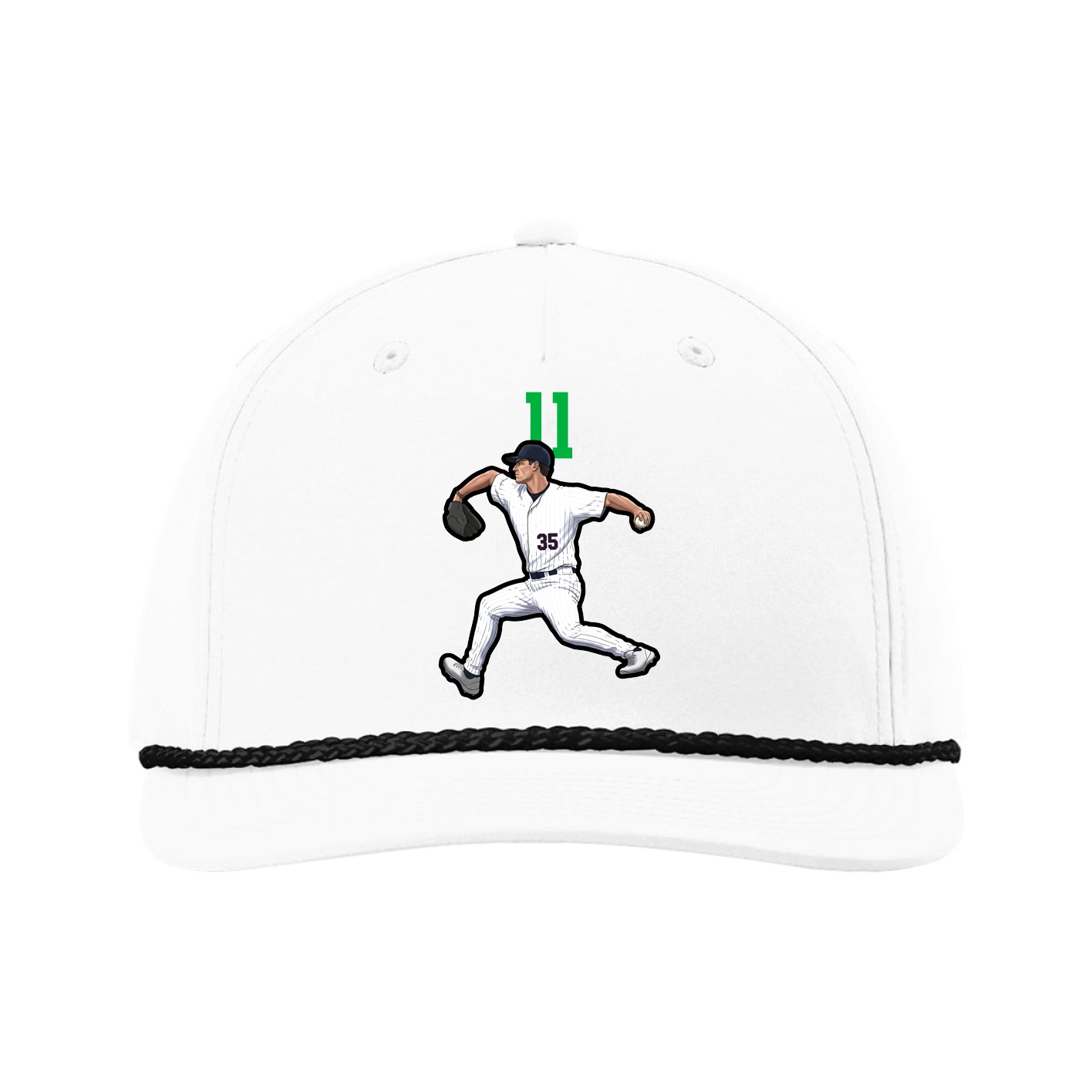 Five-Panel Classic Rope Cap — Number Top in White