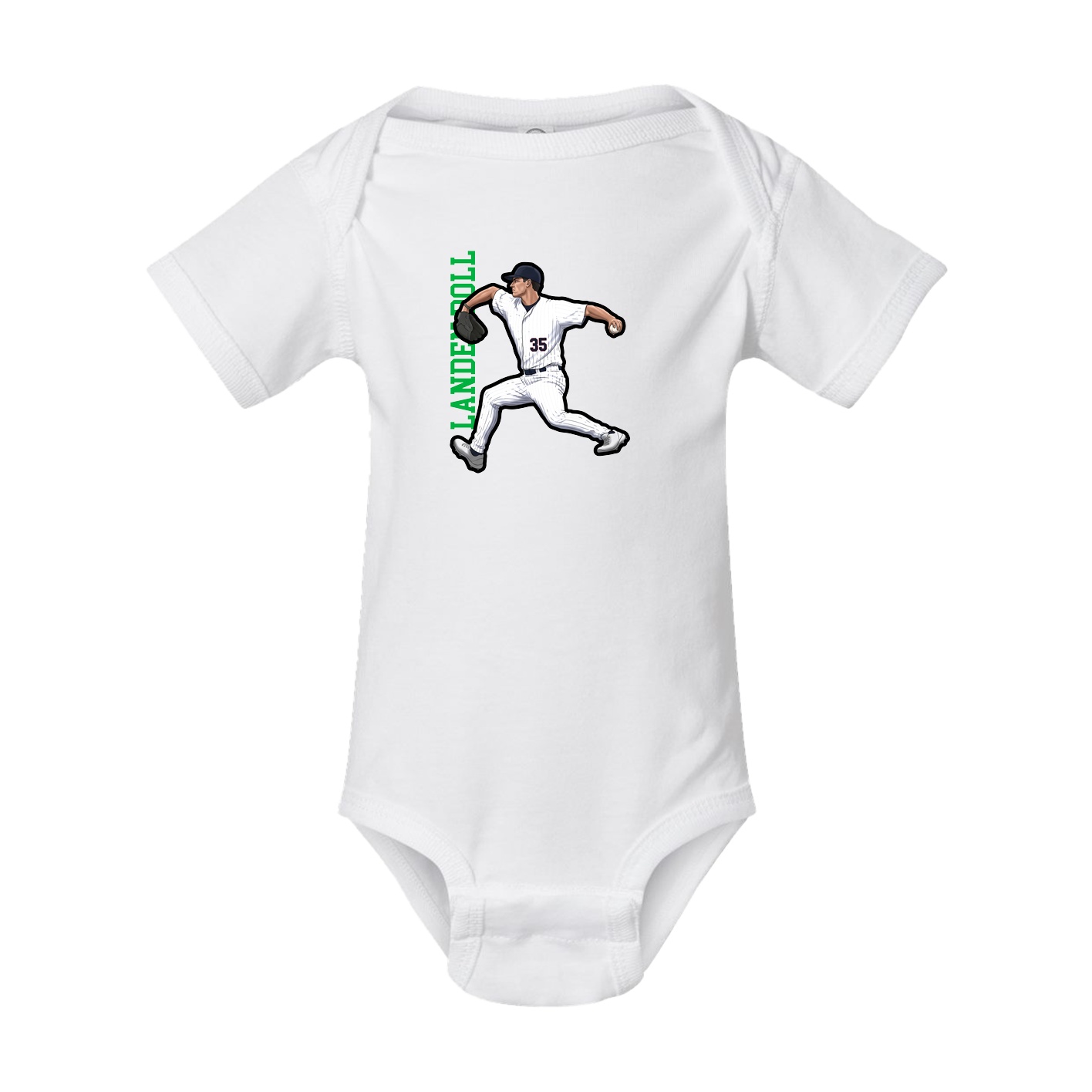 Baby Onesie — Name Vertical in White