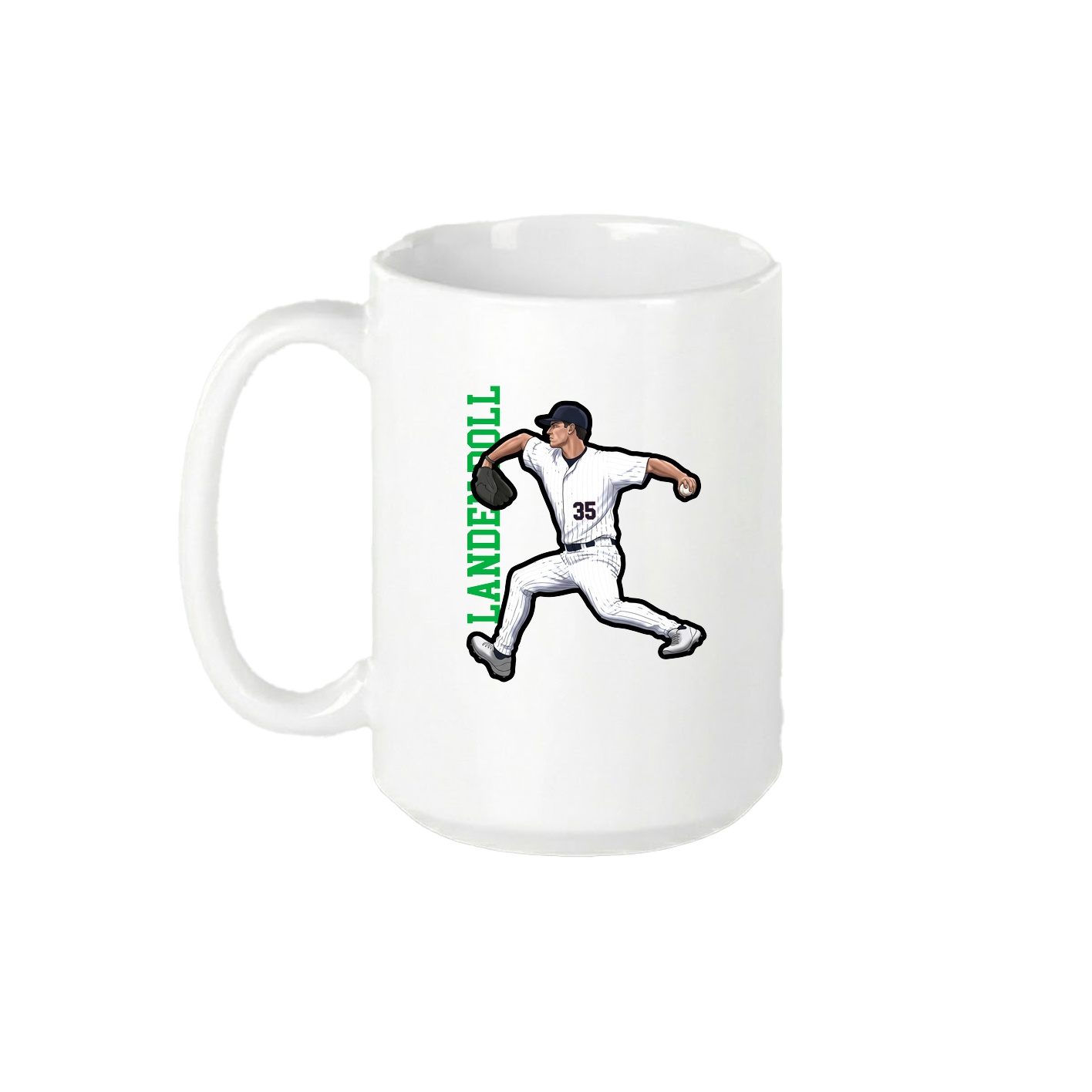 15oz Coffee Mug — Name Vertical in White