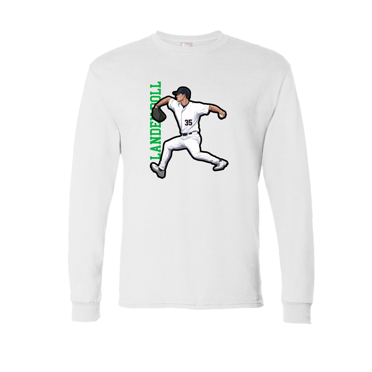 Long Sleeve Tee — Name Vertical in White