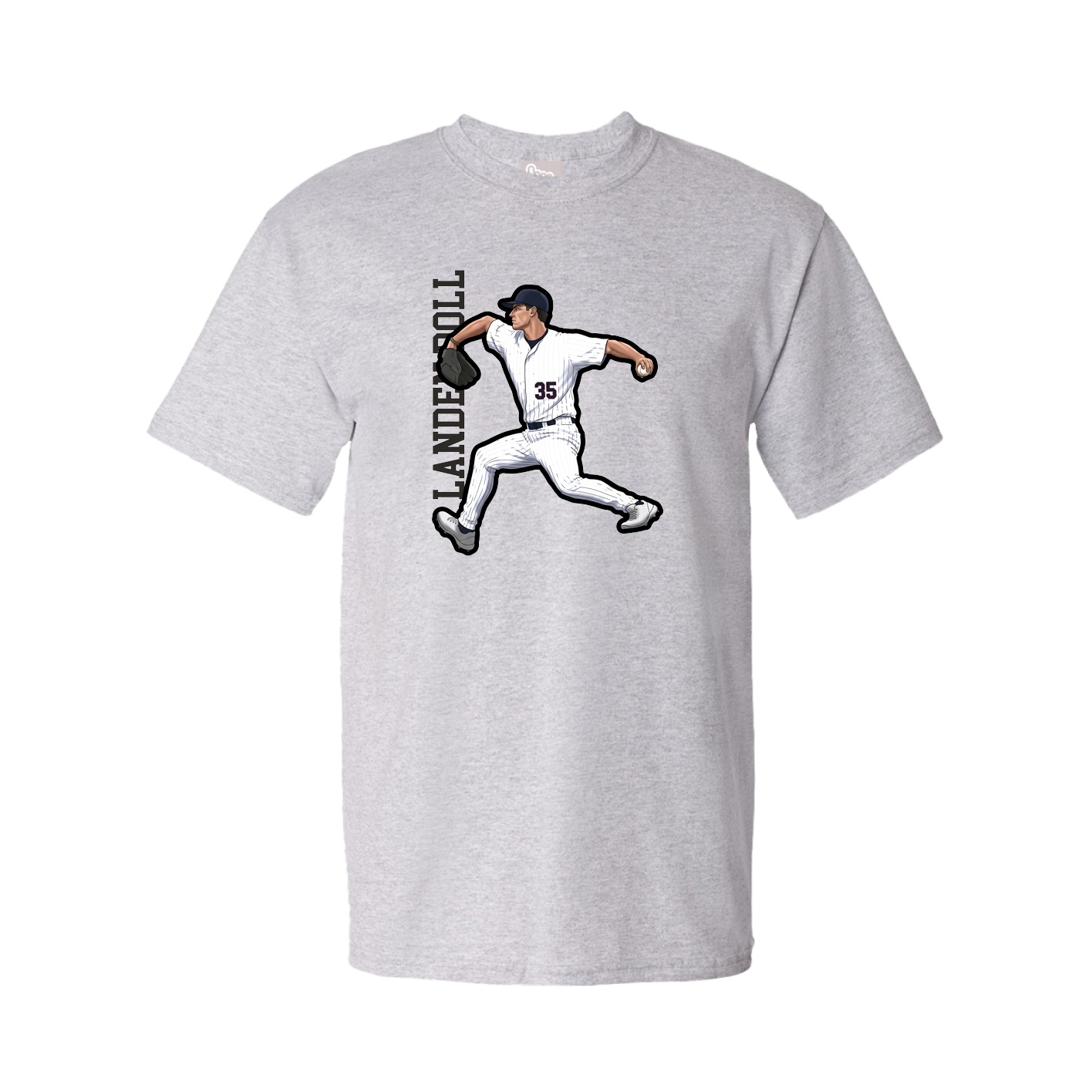 Youth Tee — Name Vertical in Grey