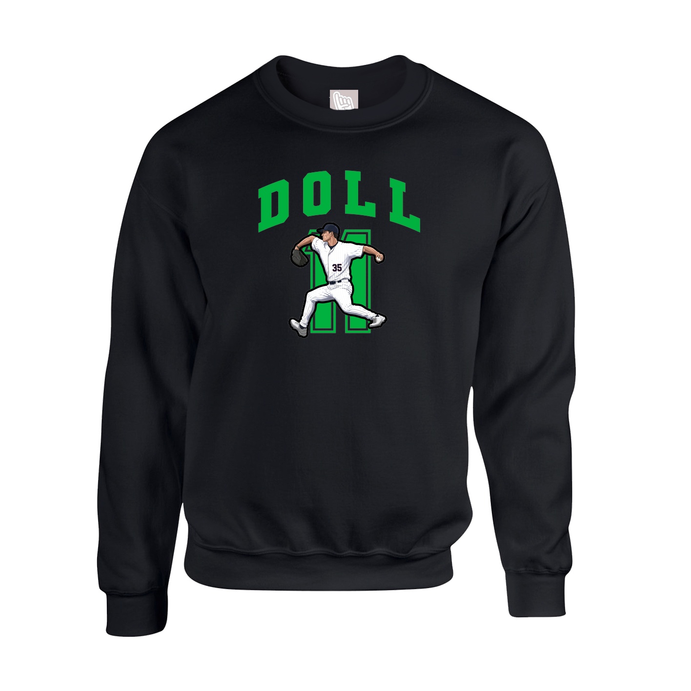 Fleece Crew — Number in Black