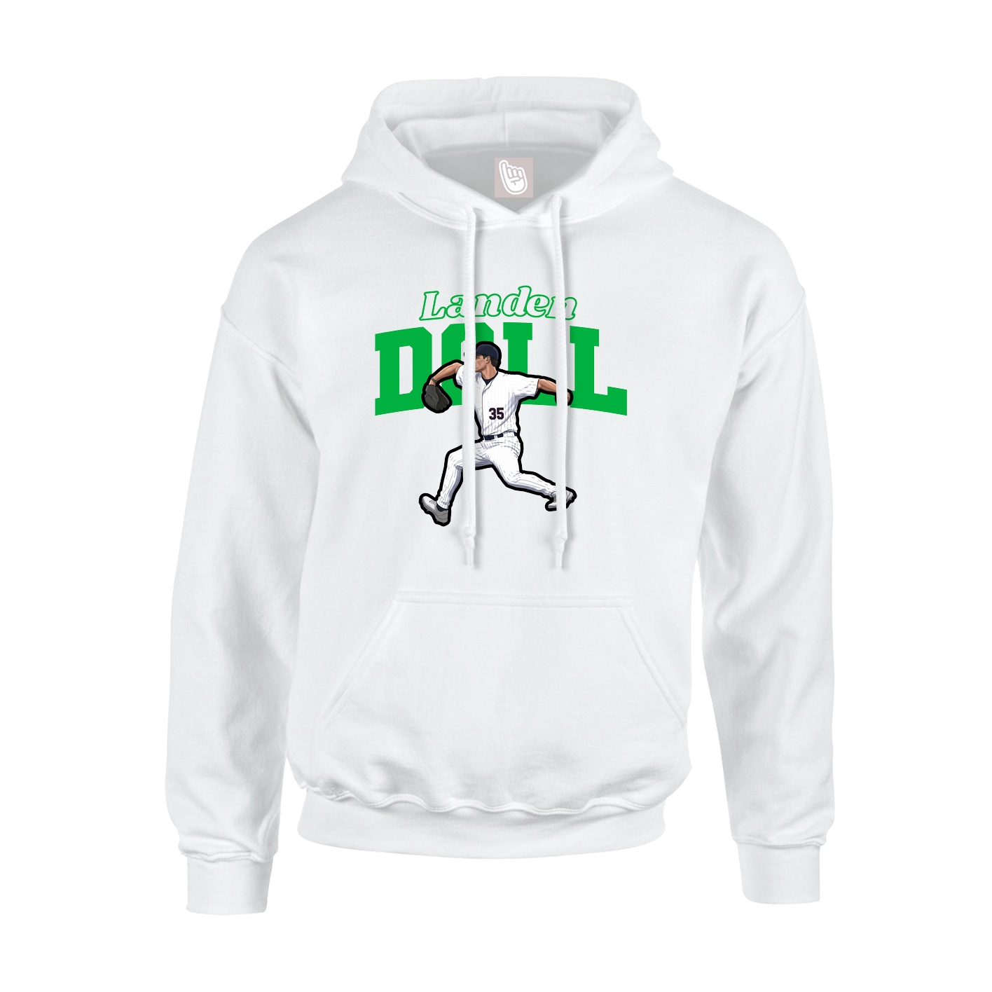Youth Hoodie — Name Arch in White