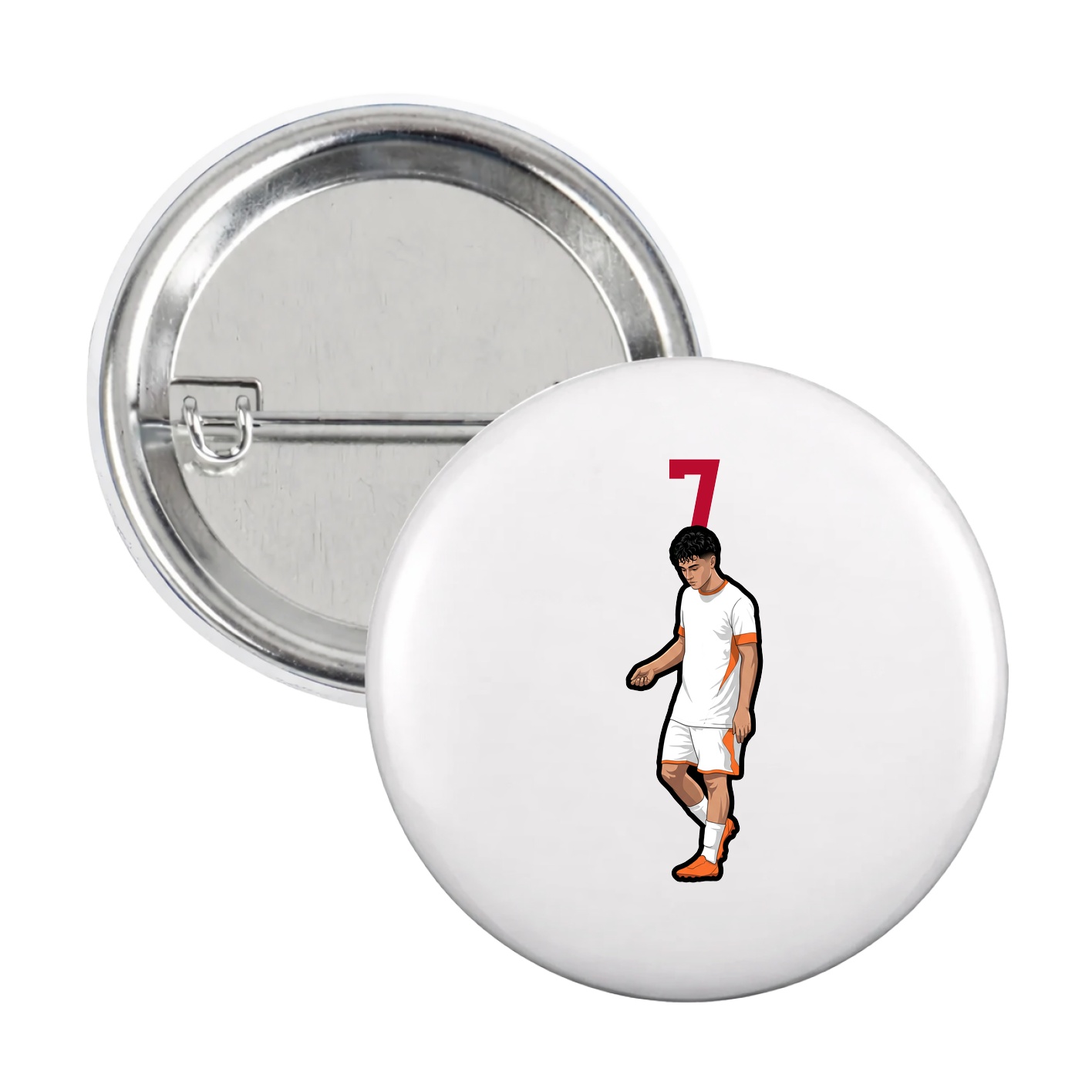Game Day Button — Number Top in White