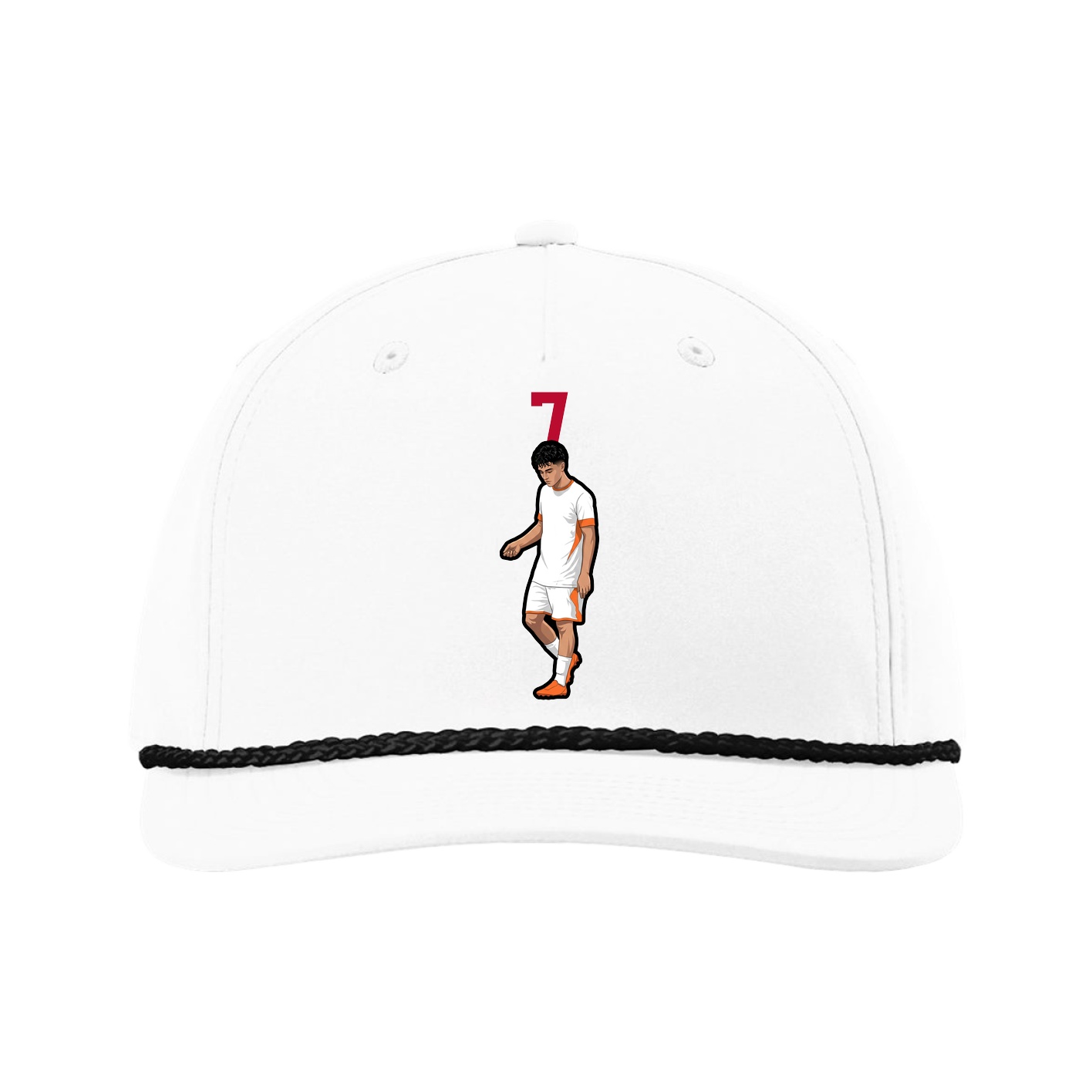 Five-Panel Classic Rope Cap — Number Top in White