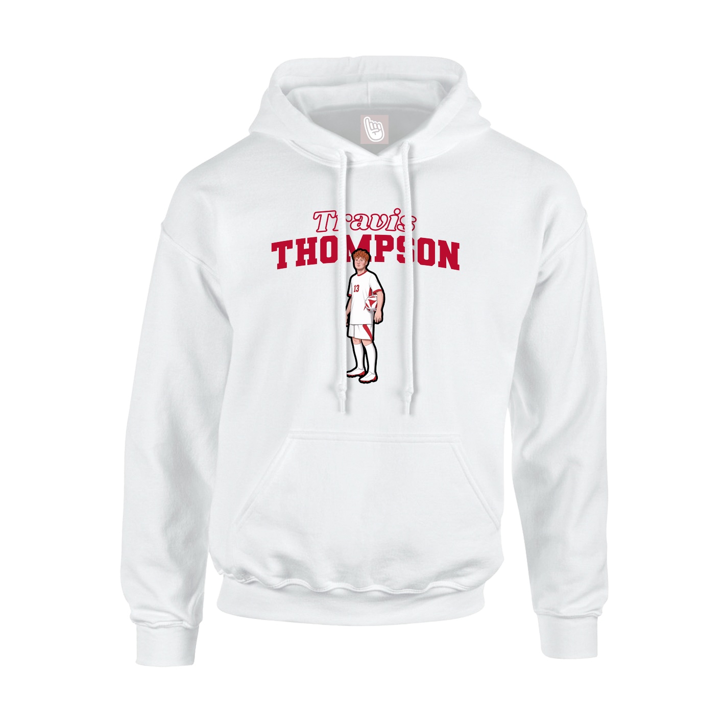 Youth Hoodie — Name Arch in White
