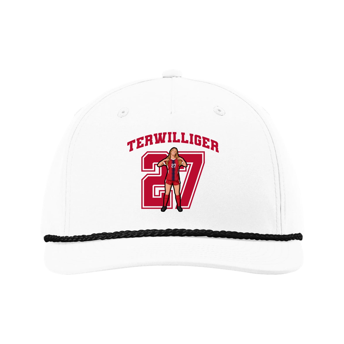Five-Panel Classic Rope Cap — Number in White