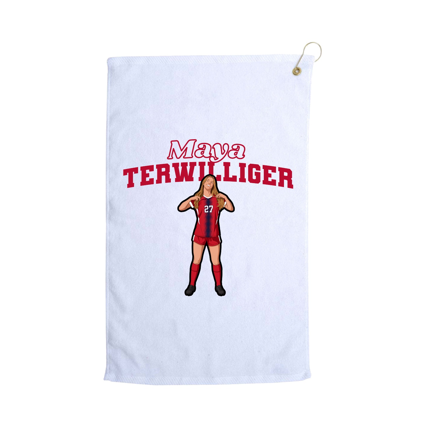 Golf Towel — Name Arch in White