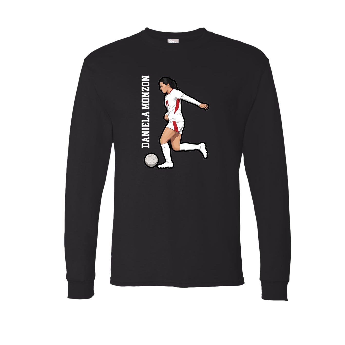 Long Sleeve Tee — Name Vertical in Black